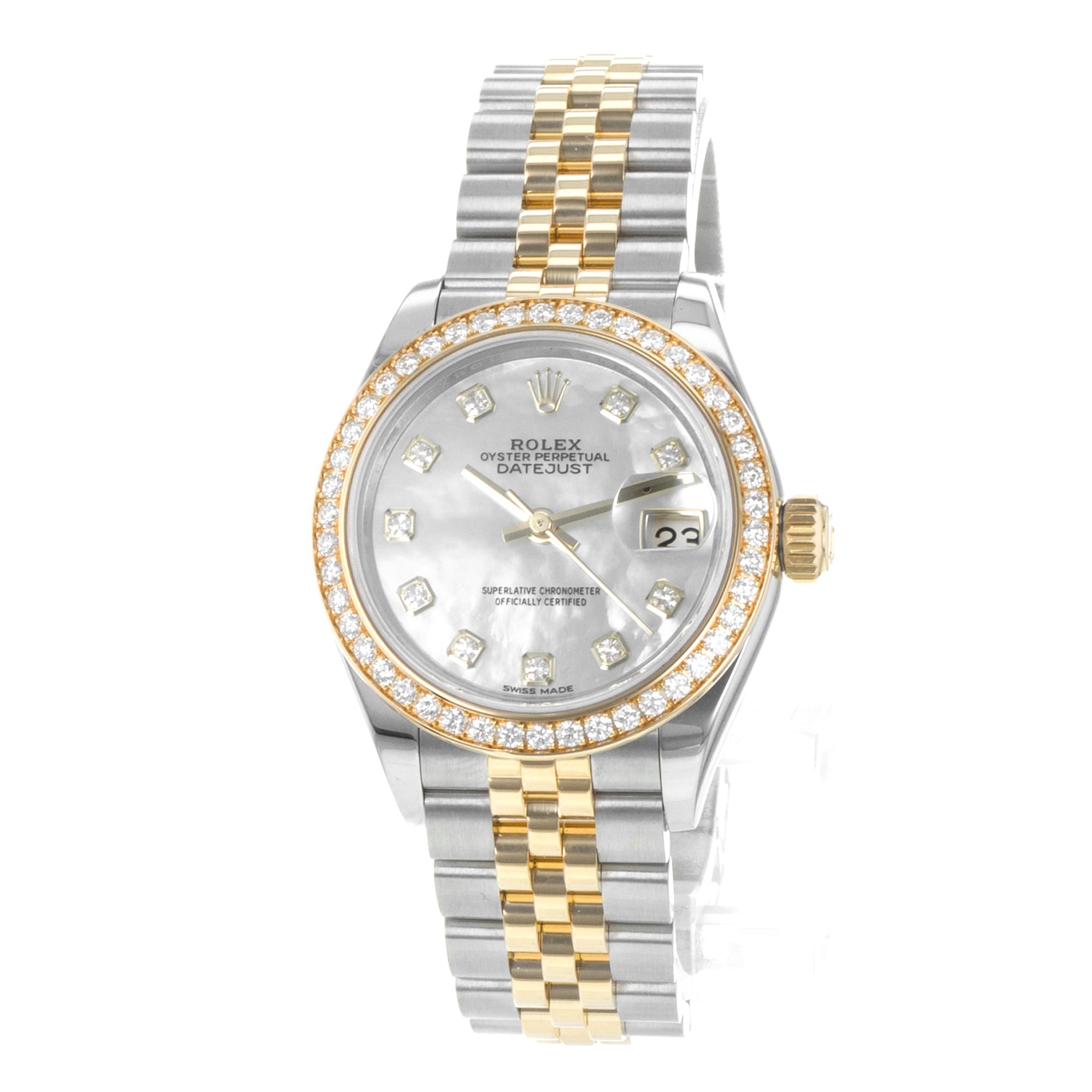 Rolex Datejust 28 279383RBR Factory Mother of Pearl Diamond Gold Ladies Watch