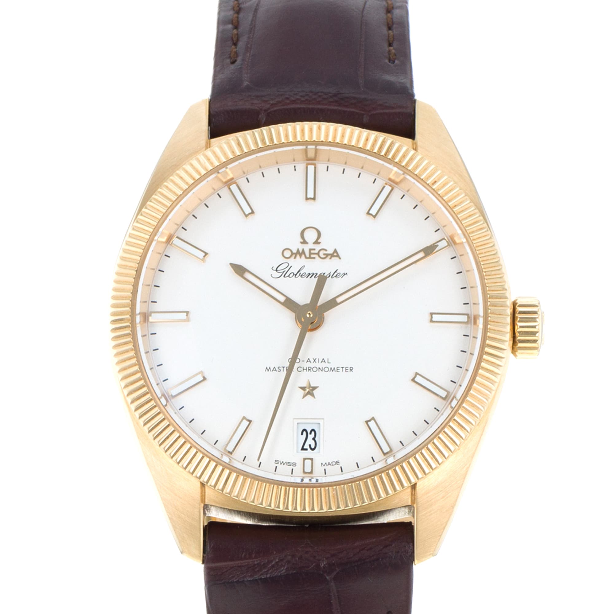 Omega Globemaster 130.53.39.21.02.002 39mm Yellow Gold Co-Axial Mens Watch