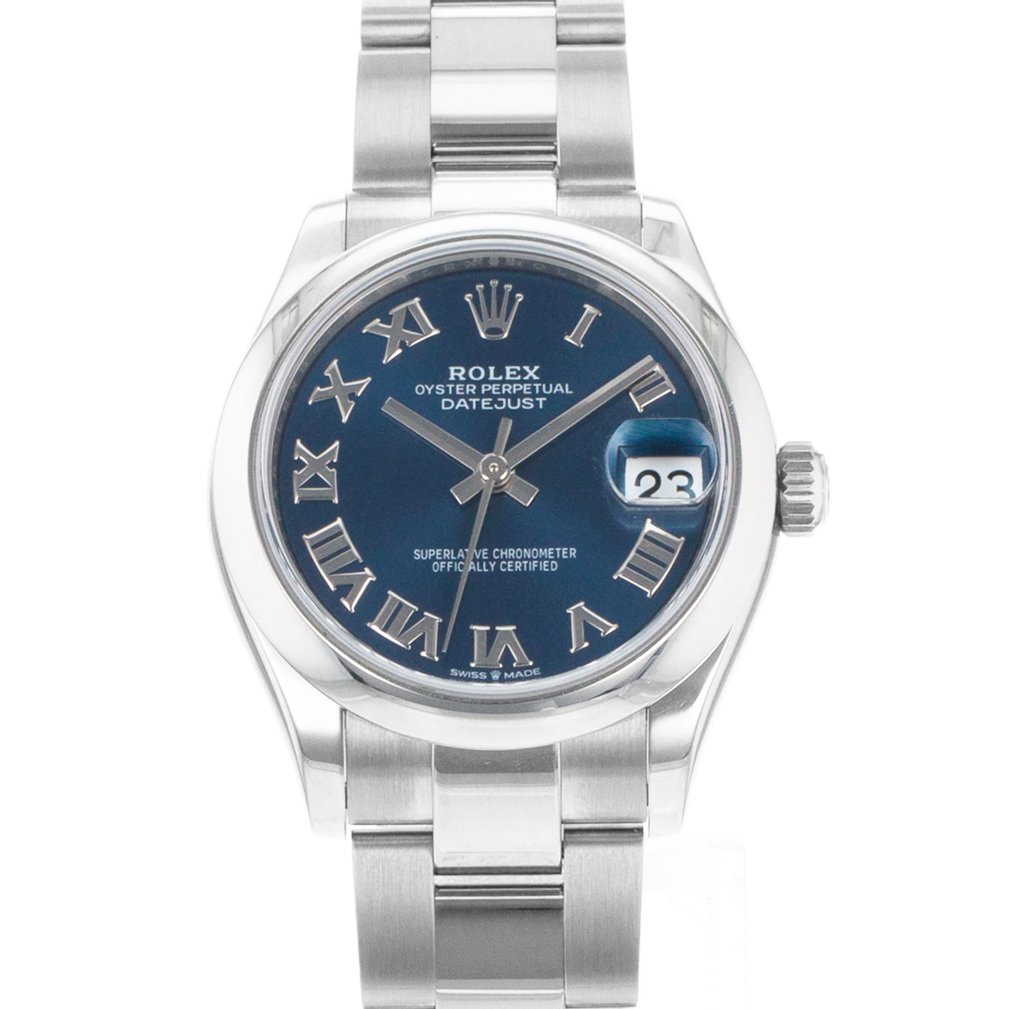 Rolex Datejust 31 278240 Blue Roman Smooth Steel Automatic Ladies Watch