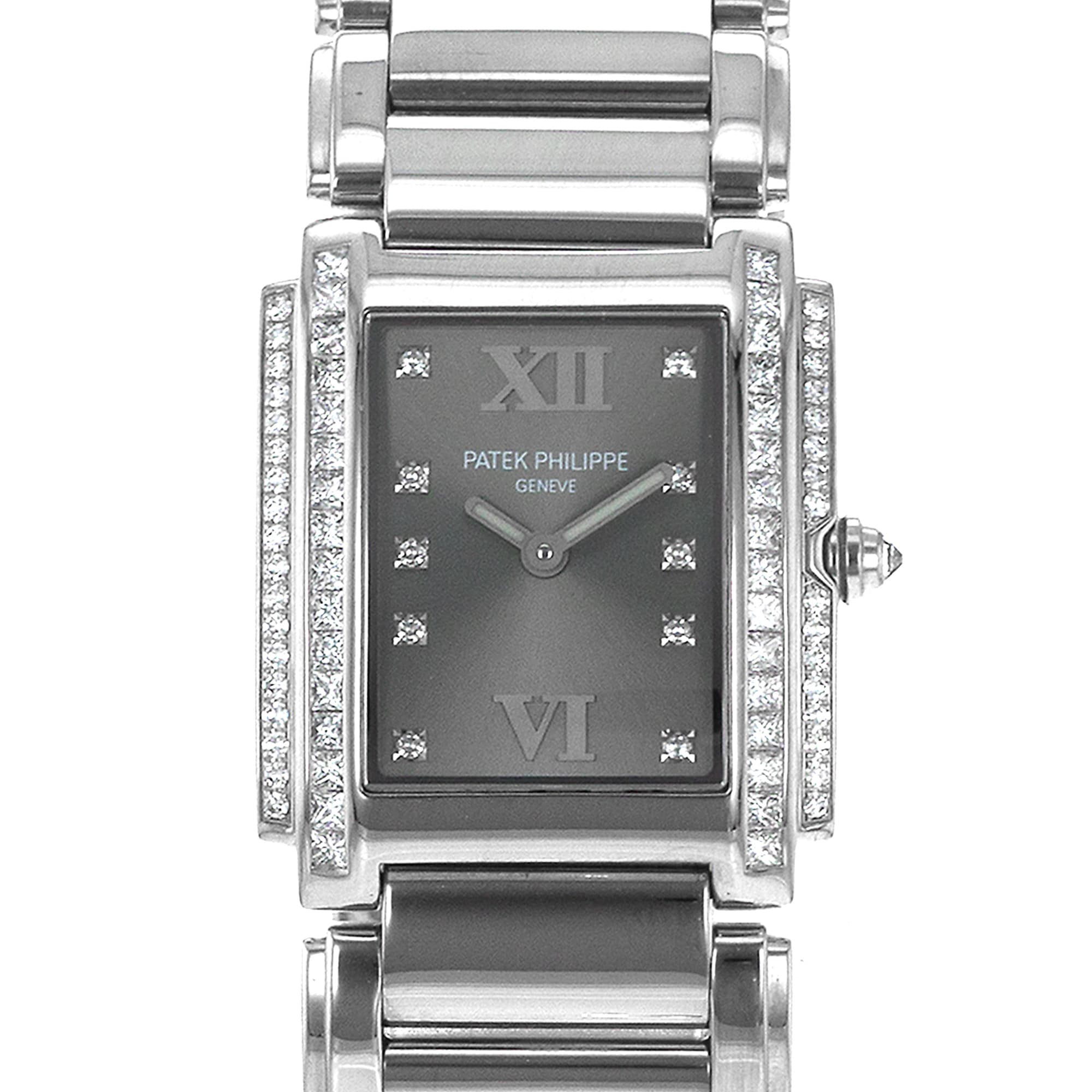 Patek Philippe Twenty~4 4910/20G Factory Diamond 18k White Gold Ladies Watch
