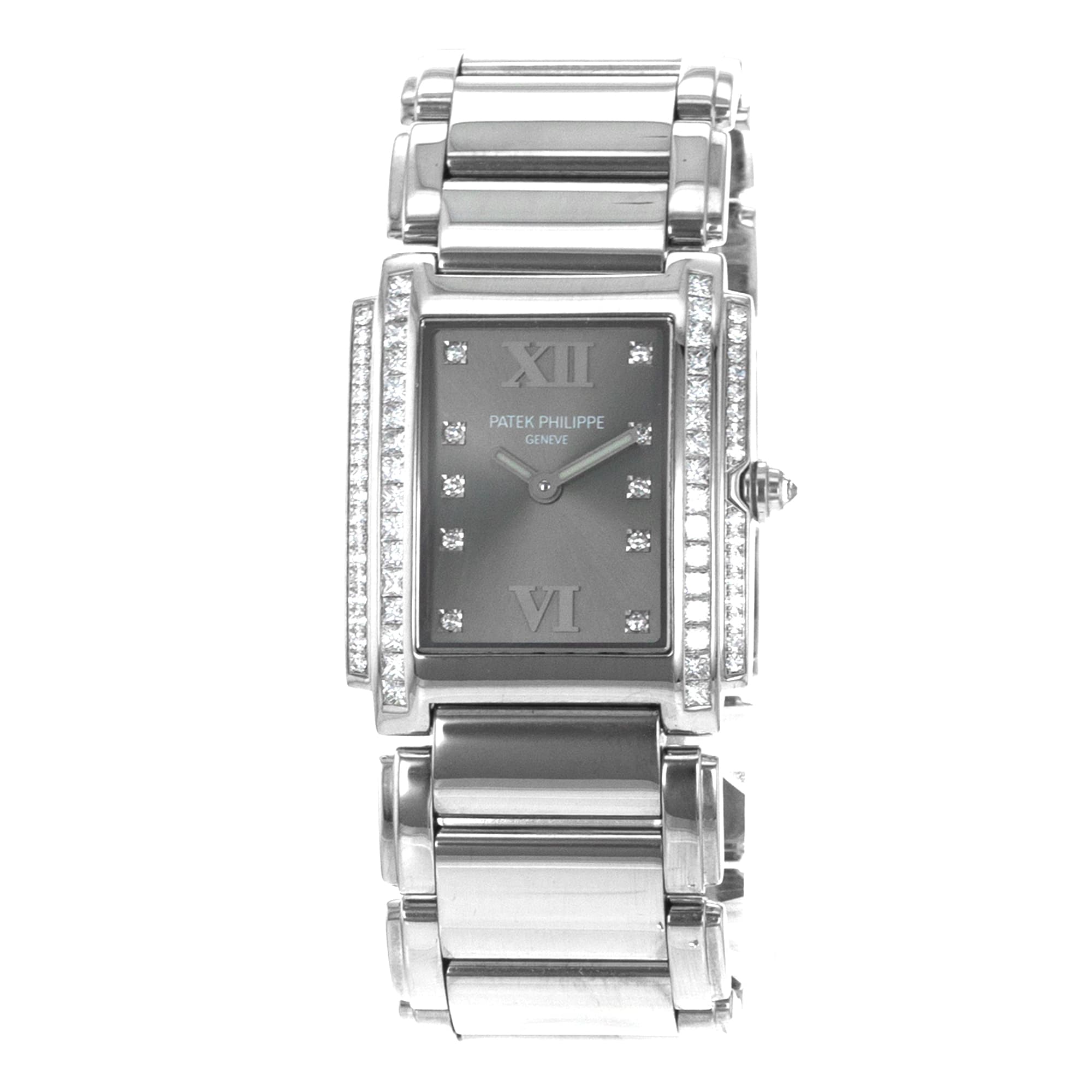 Patek Philippe Twenty~4 4910/20G Factory Diamond 18k White Gold Ladies Watch