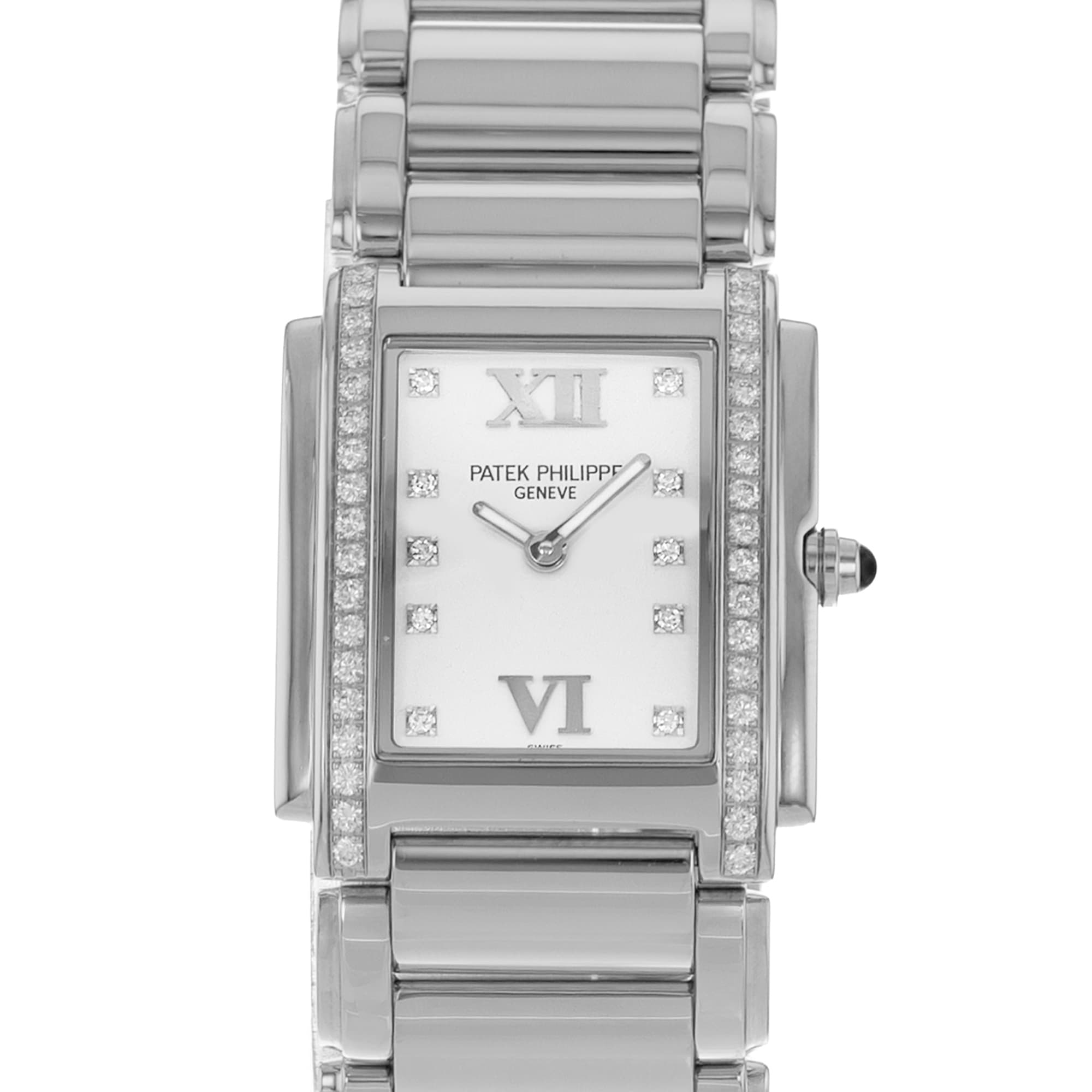 Patek Philippe Twenty~4 4910/10A-011 25mm Silver Factory Diamond Ladies Watch