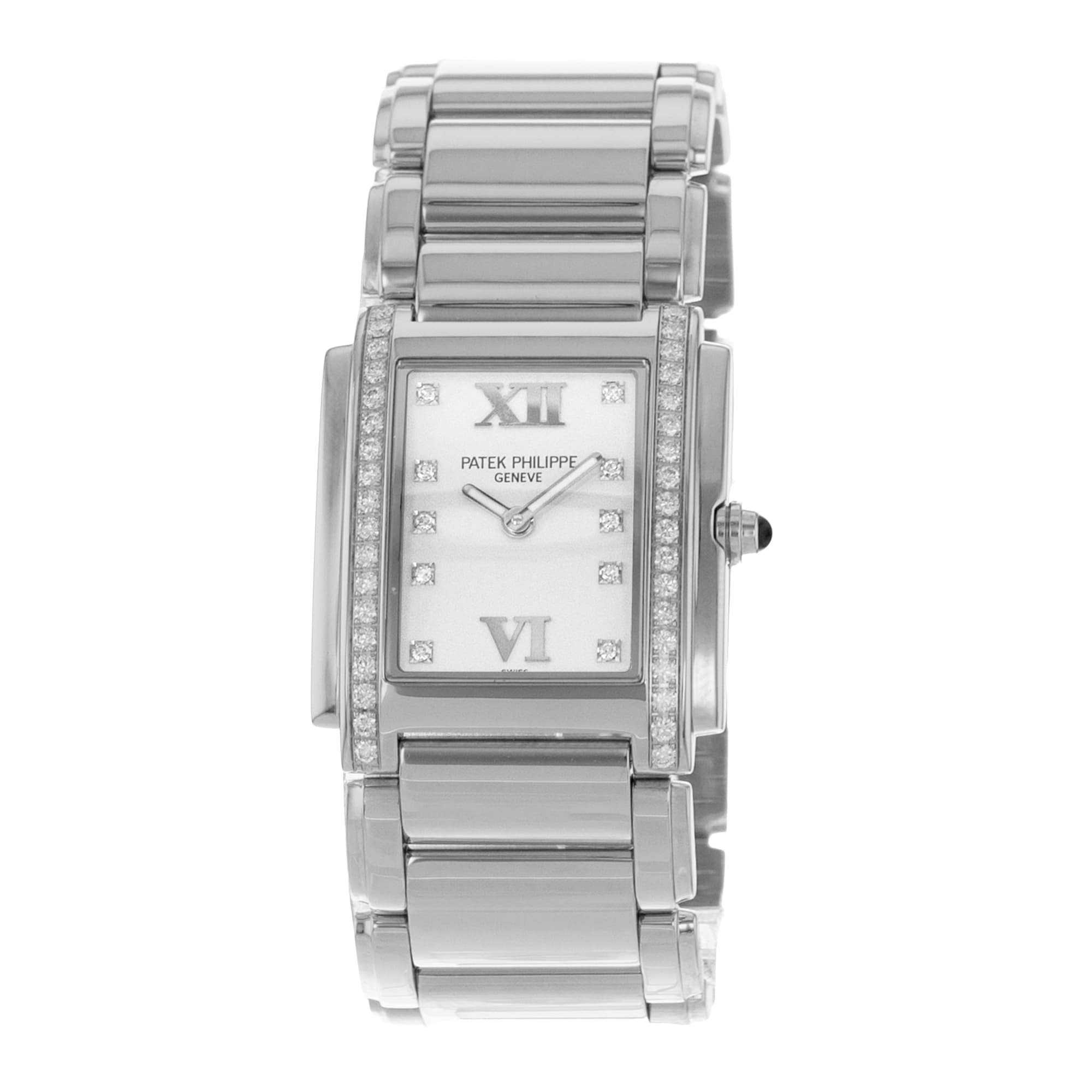Patek Philippe Twenty~4 4910/10A-011 25mm Silver Factory Diamond Ladies Watch