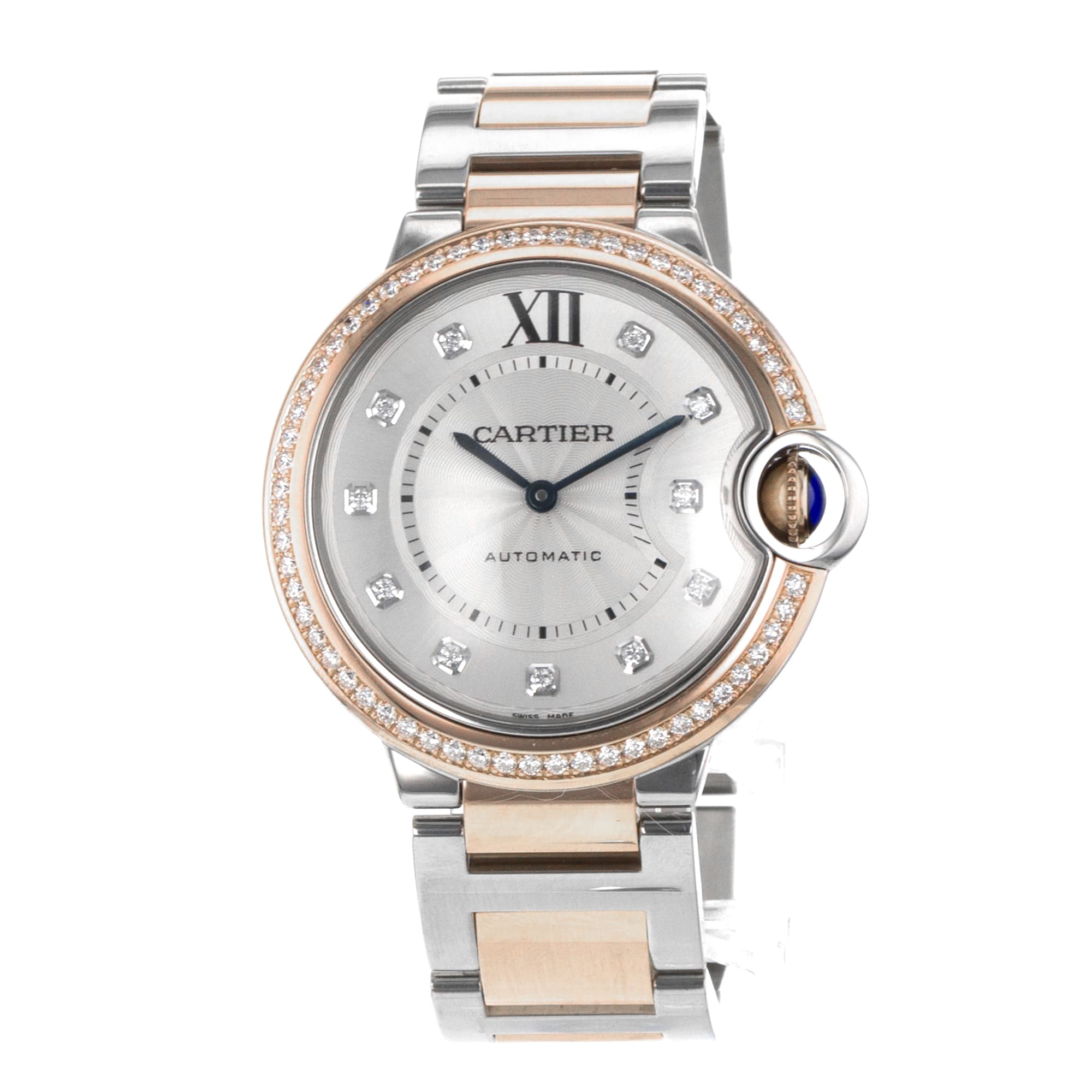 Cartier Ballon Bleu 36 W3BB0004 3754 Factory Diamonds Rose Gold Ladies Watch