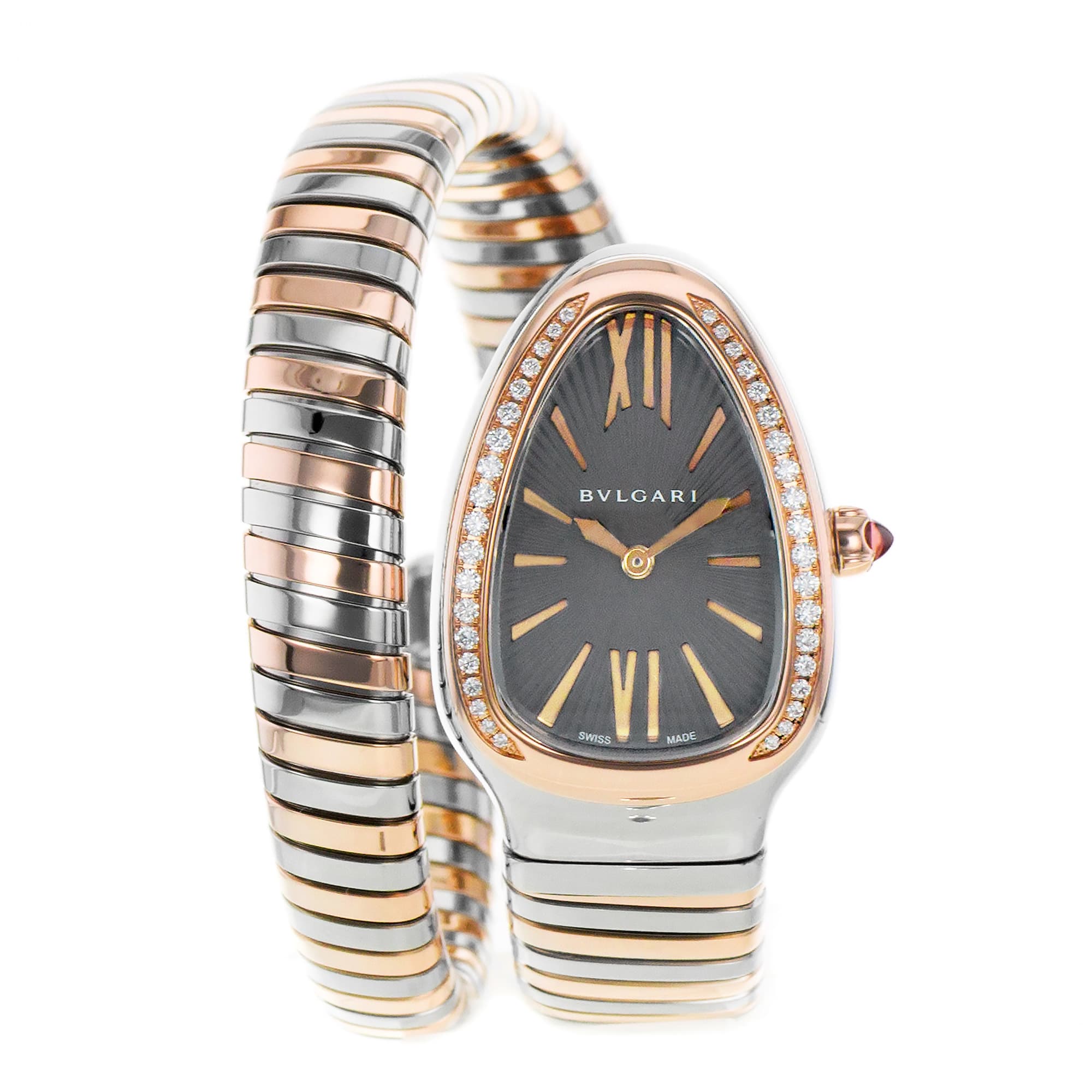 Bvlgari Serpenti 102681 35mm Factory Diamond Steel Rose Gold Ladies Watch