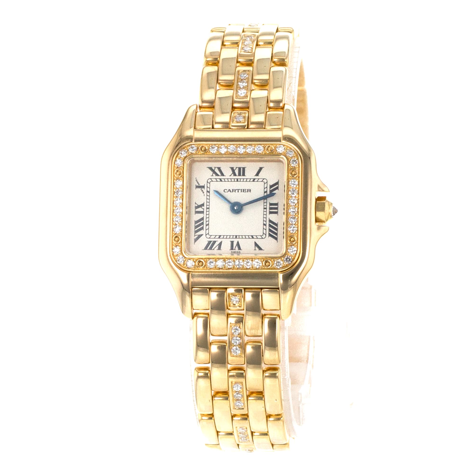 Cartier Panthere 128000M 22mm Roman Factory Diamonds Yellow Gold Ladies Watch