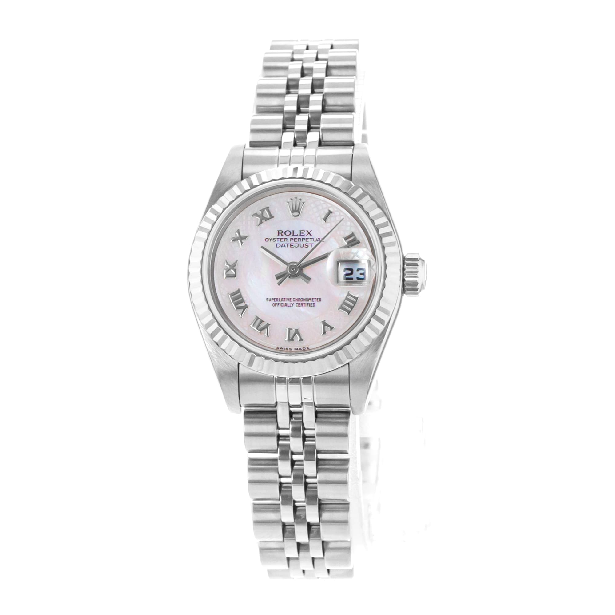 Rolex Datejust 26 79174 Pink Mother of Pearl Steel White Gold Ladies Watch