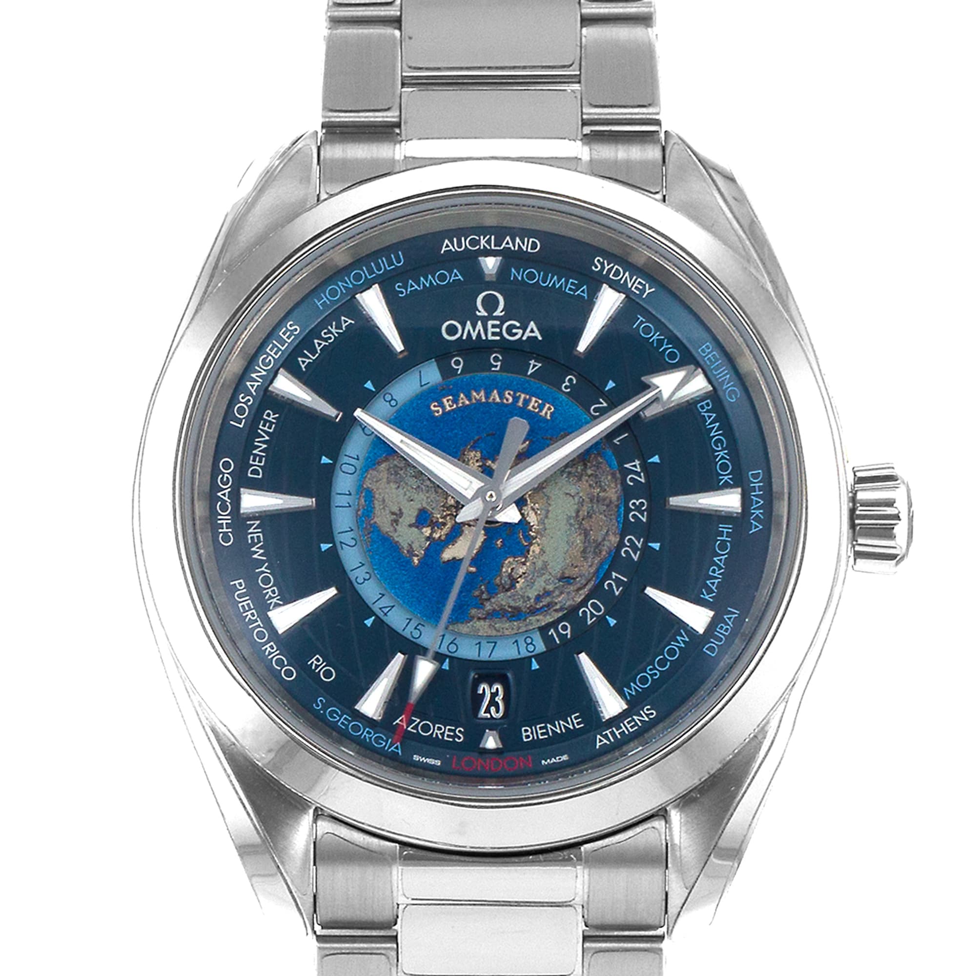 Omega Seamaster Aqua Terra Worldtimer 220.10.43.22.03.001 43mm Blue Mens Watch
