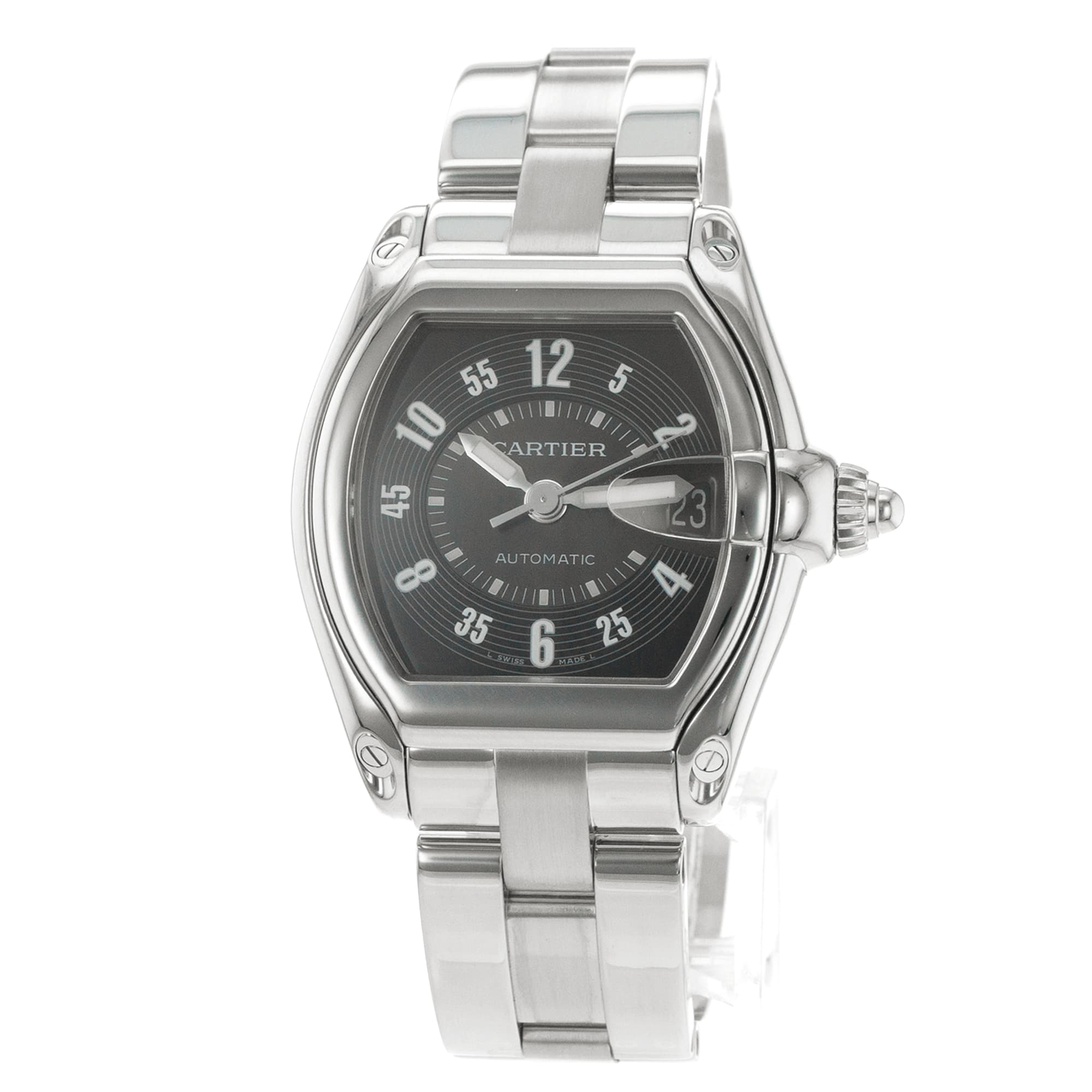 Cartier Roadster W62004V3 2510 37mm Large Blue Arabic Date Steel Mens Watch