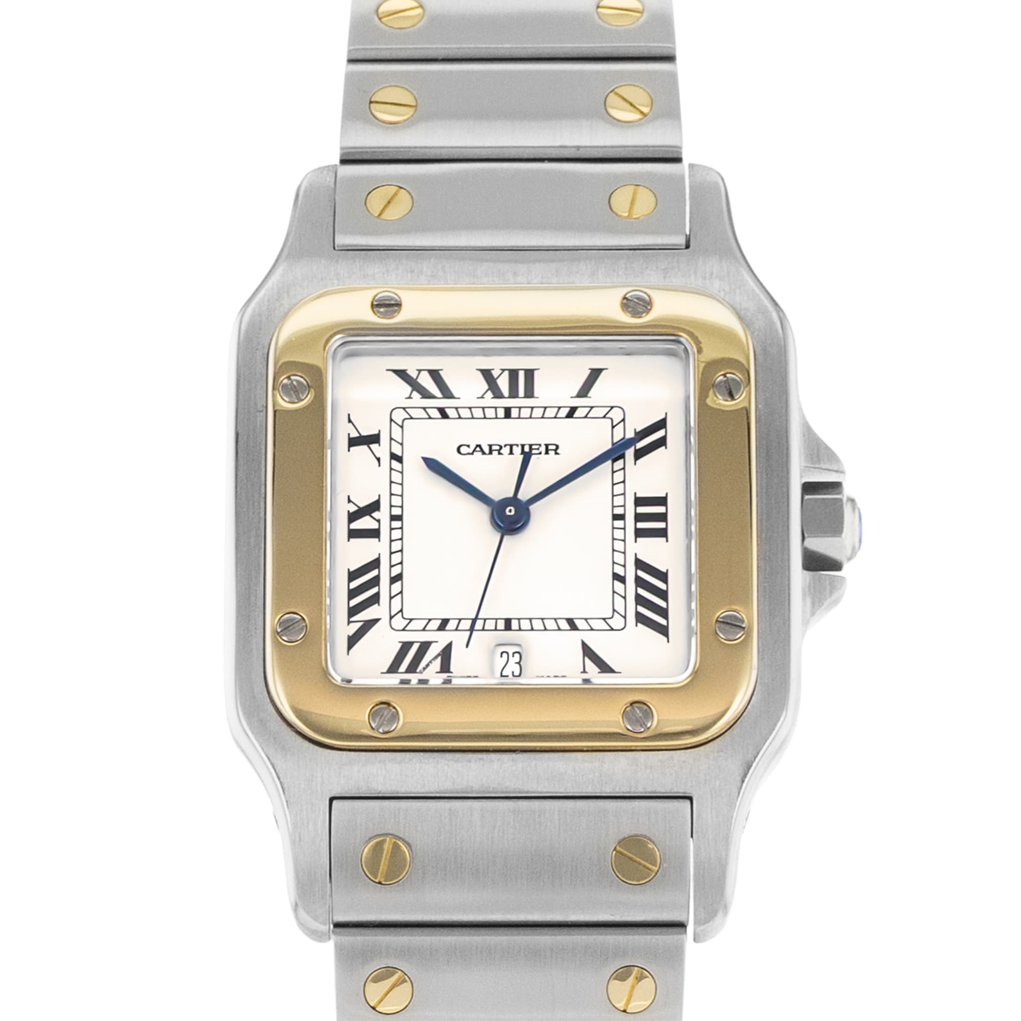 Cartier Santos Galbee W20011C4 1566 29mm Silver Steel Yellow Gold Mens Watch