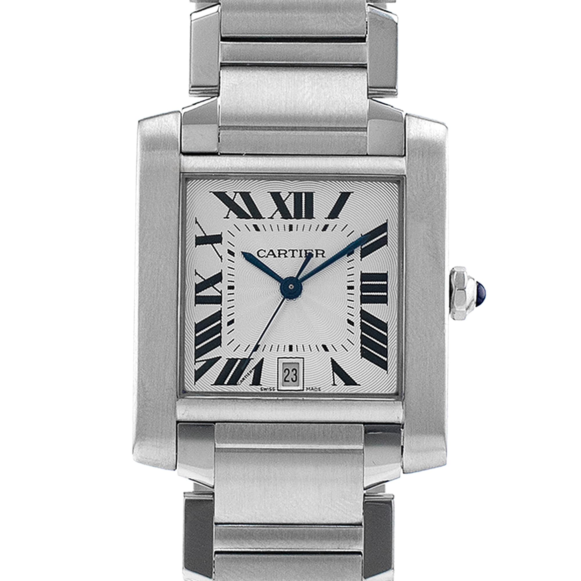 Cartier Tank Francaise W51002Q3 2302 28mm Large Roman Steel Smooth Mens Watch