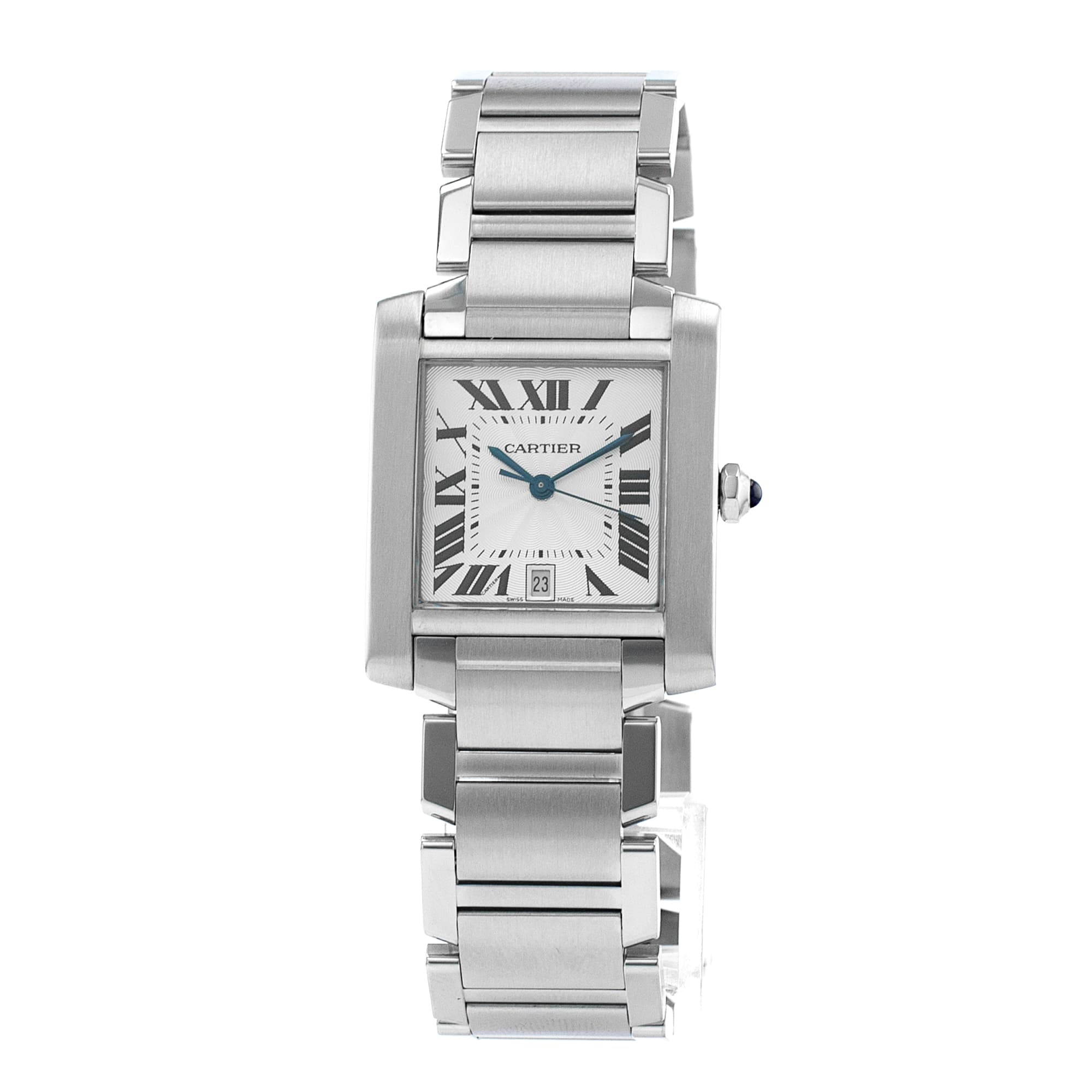 Cartier Tank Francaise W51002Q3 2302 28mm Large Roman Steel Smooth Mens Watch