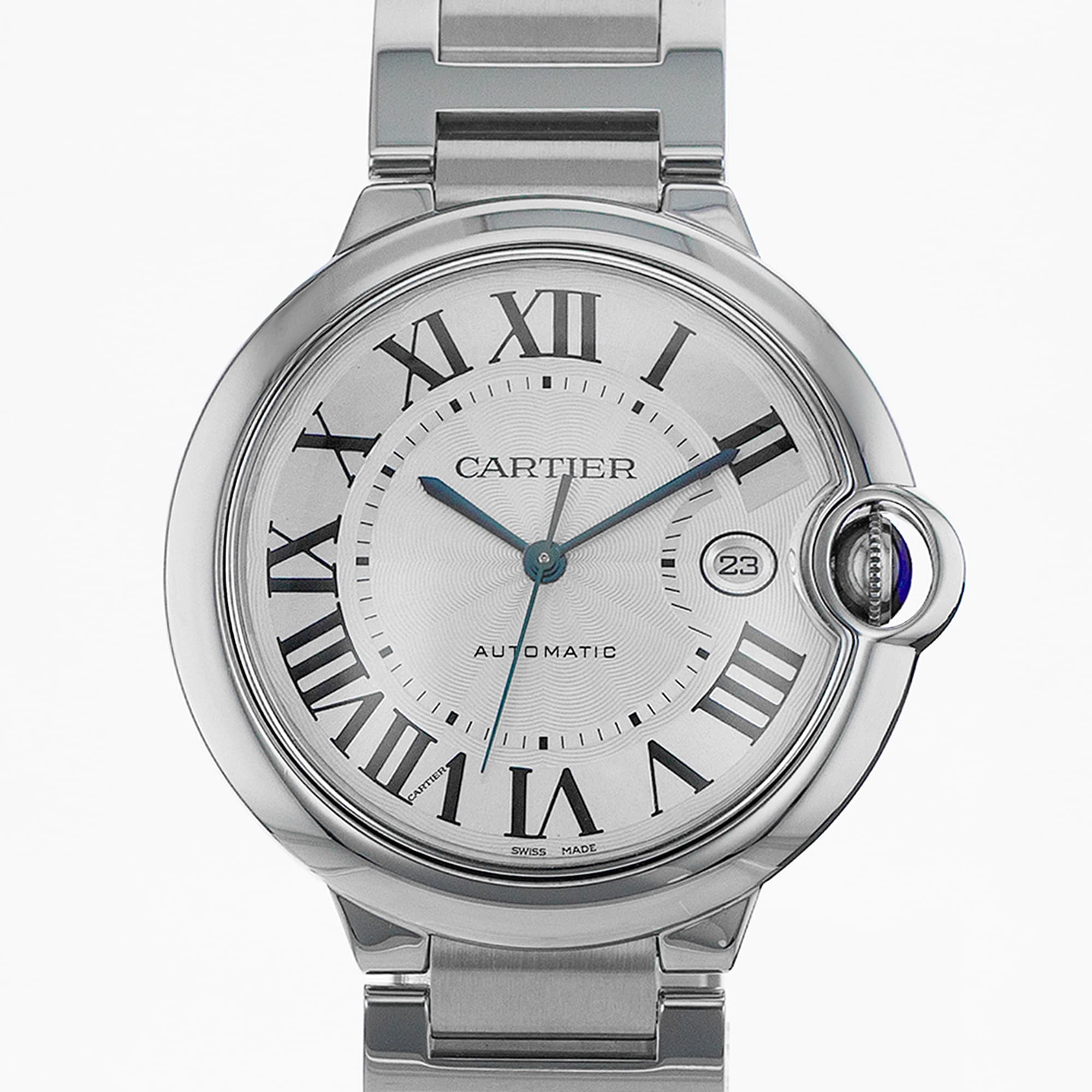 Cartier Ballon Bleu 42mm W69012Z4 3001 Silver Roman Steel Smooth Mens Watch