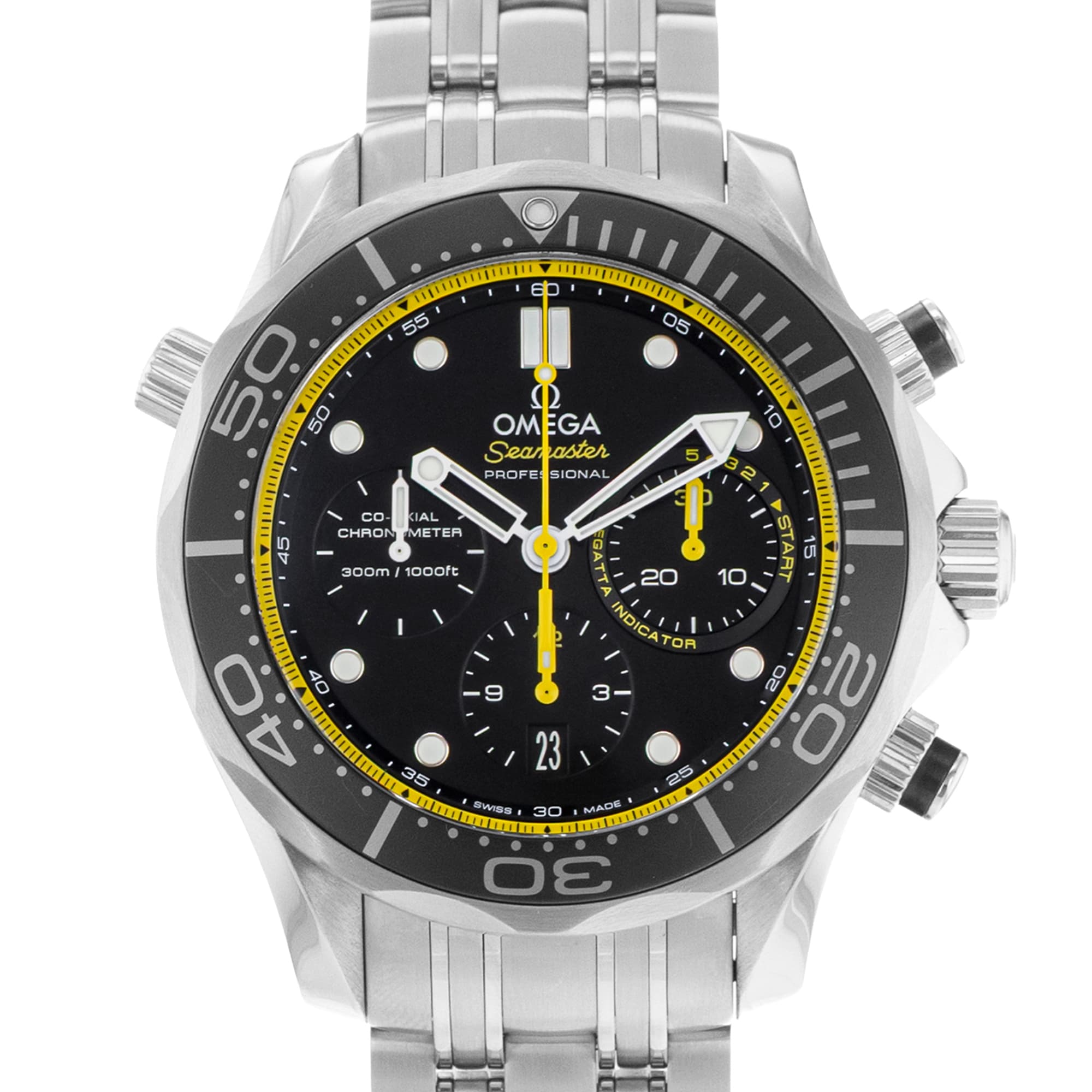 Omega Seamaster 212.30.44.50.01.002 Black Yellow Ceramic Chronograph Mens Watch