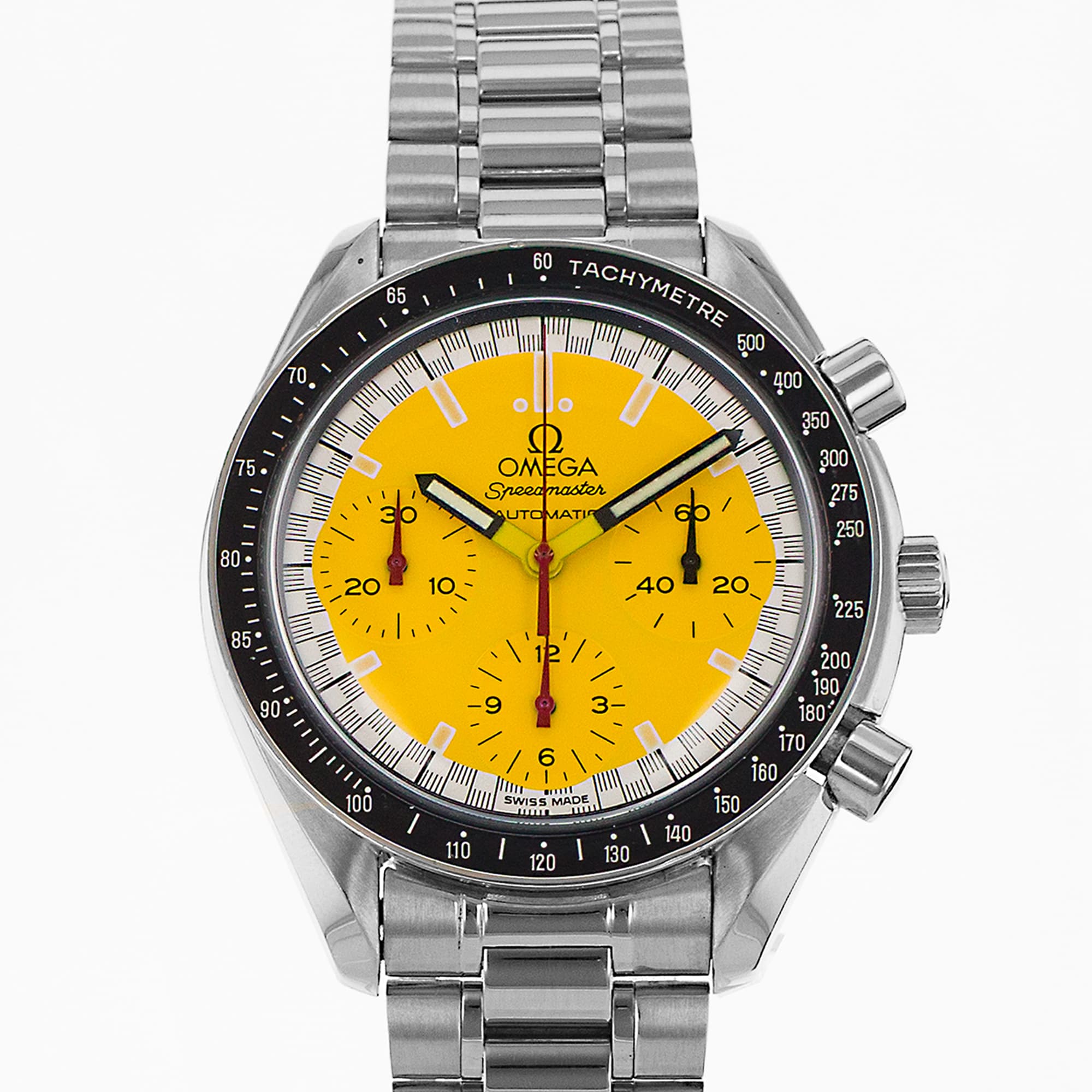Omega Speedmaster 3510.12 39mm Schumacher Yellow Chronograph Mens Watch 2000
