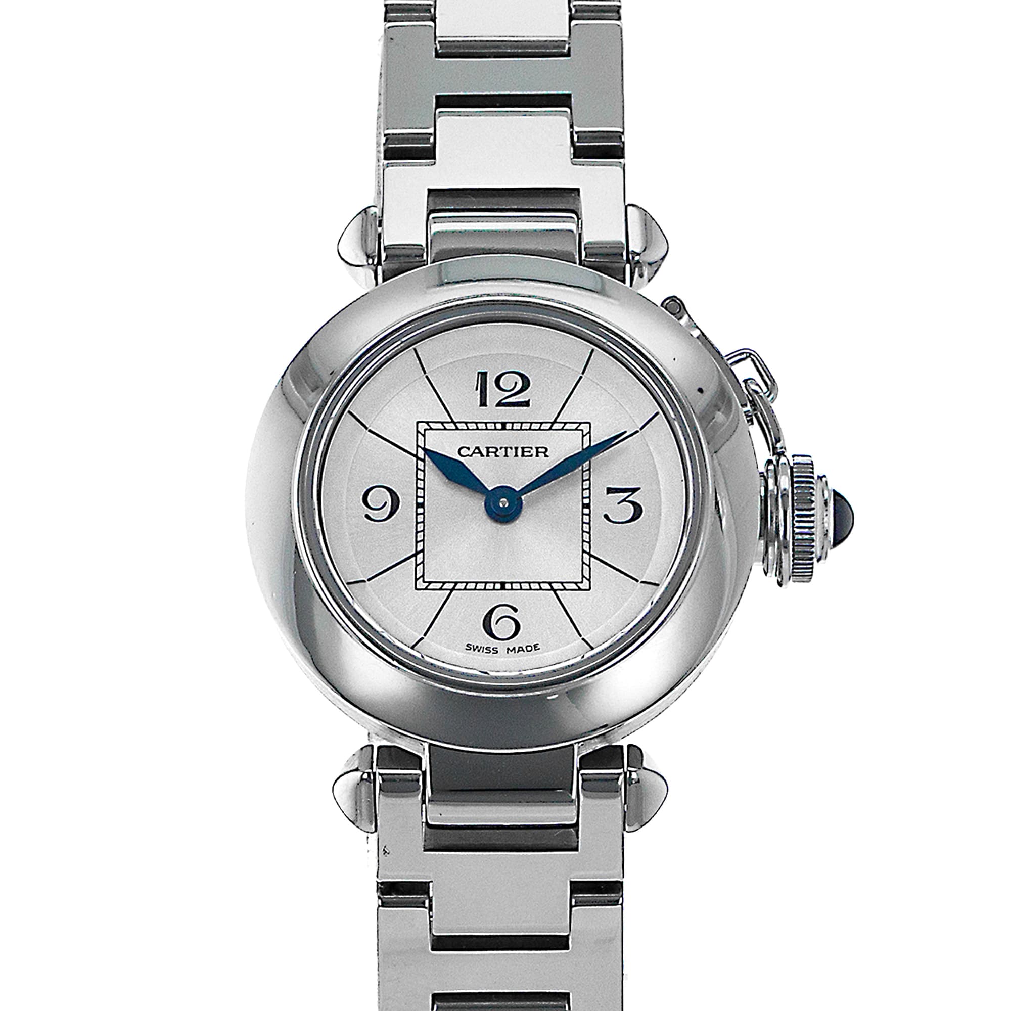 Cartier Pasha W3140007 2973 27mm Small Silver Roman Steel Ladies Watch 2010