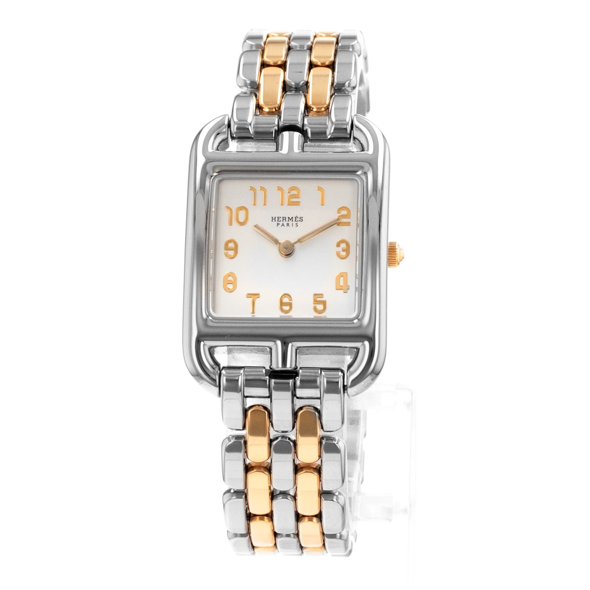 Hermes Cape Cod CC1.220 23mm Silver Arabic Steel Yellow Gold Quartz Ladies Watch