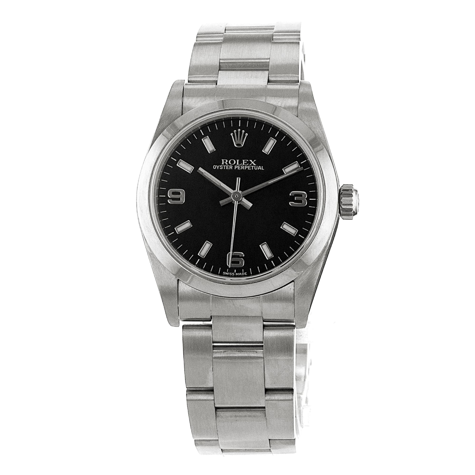 Rolex Oyster Perpetual 31 77080 Black Arabic Steel Smooth Oyster Ladies Watch