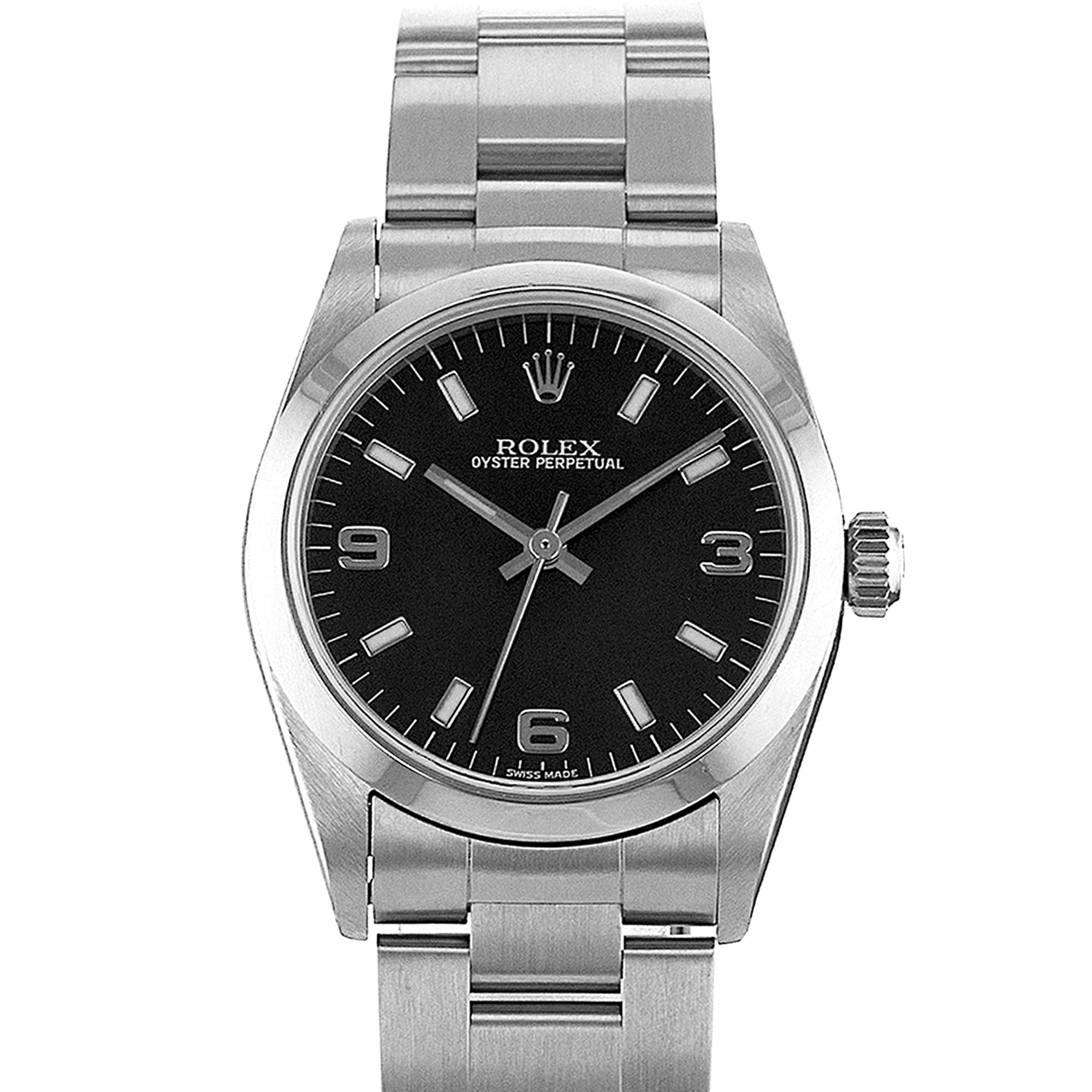 Rolex Oyster Perpetual 77080 Black Index Steel Smooth Oyster Ladies Watch 1999