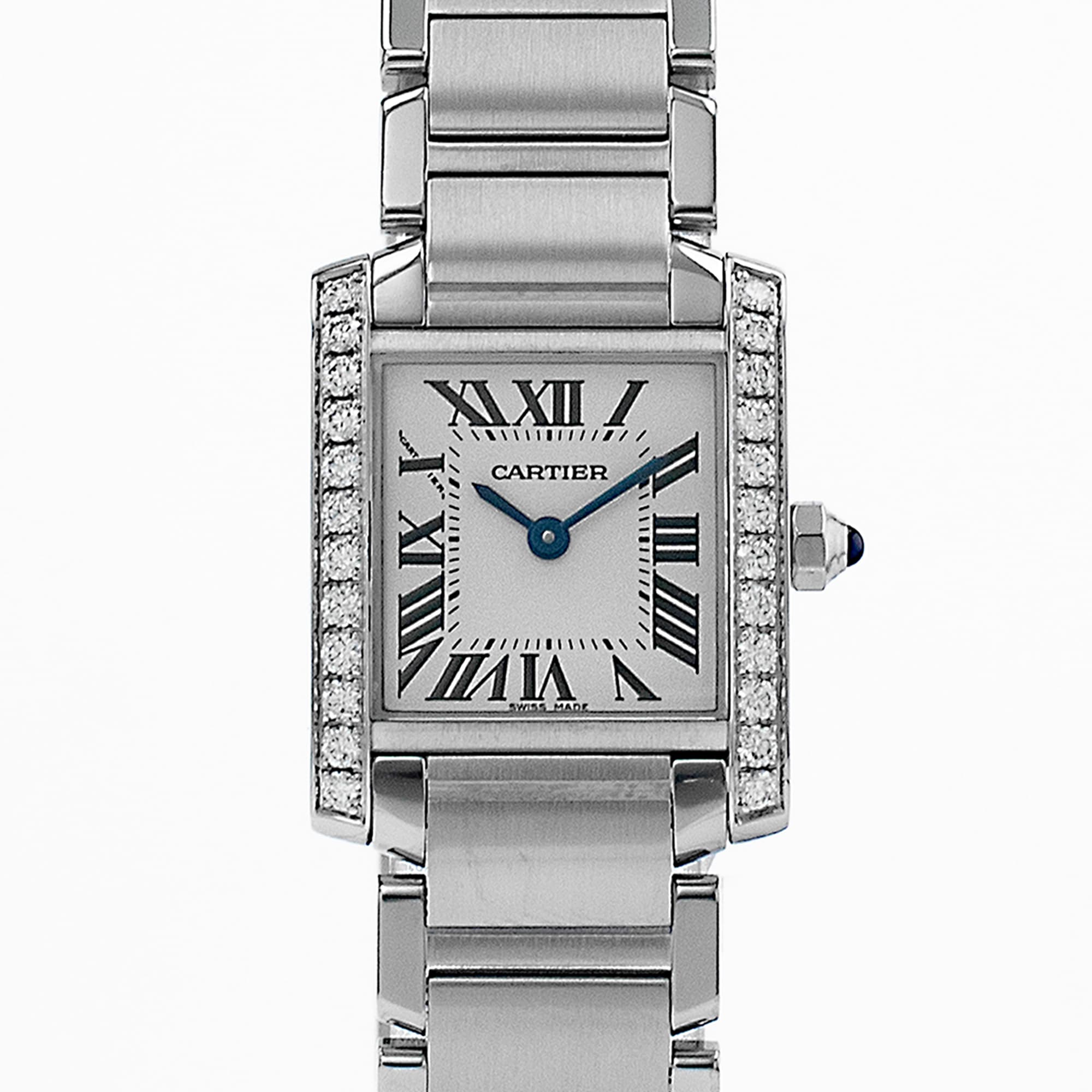 Cartier Tank Francaise W4TA0008 3217 25mm Silver Factory Diamond Ladies Watch