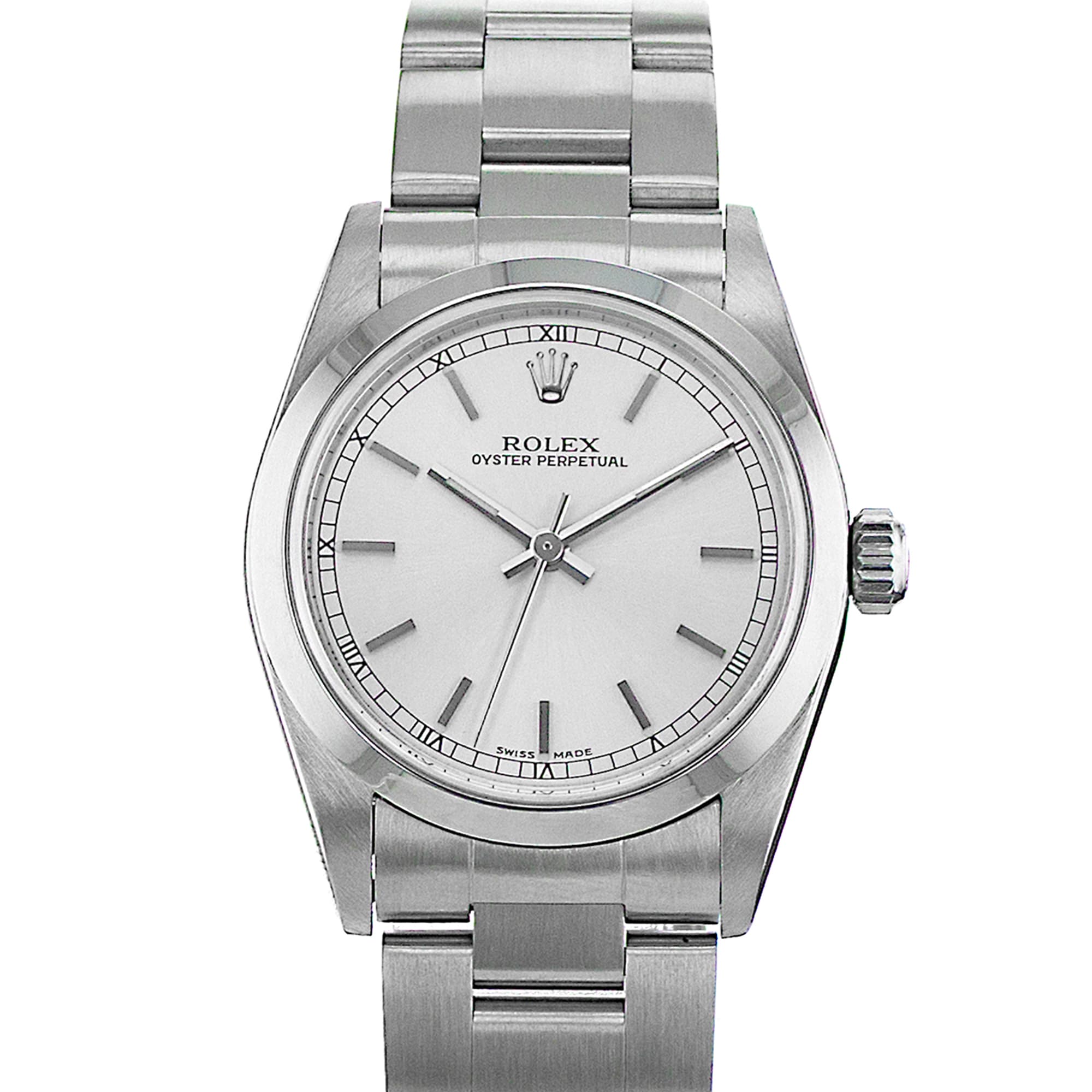 Rolex Oyster Perpetual 31 77080 Silver Index Steel Smooth Oyster Ladies Watch