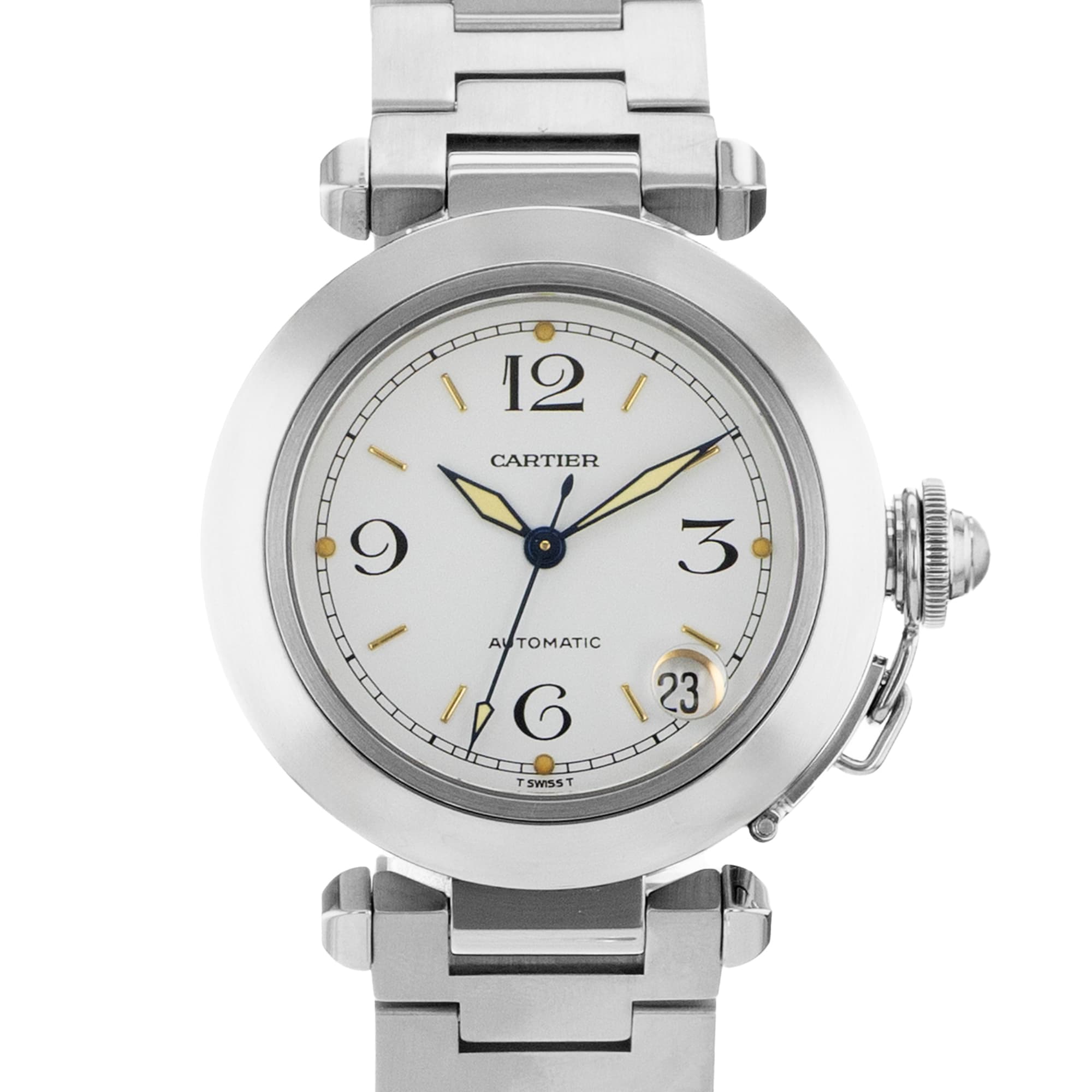 Cartier Pasha C W31015M7 35mm White Arabic steel Automatic Mens Watch