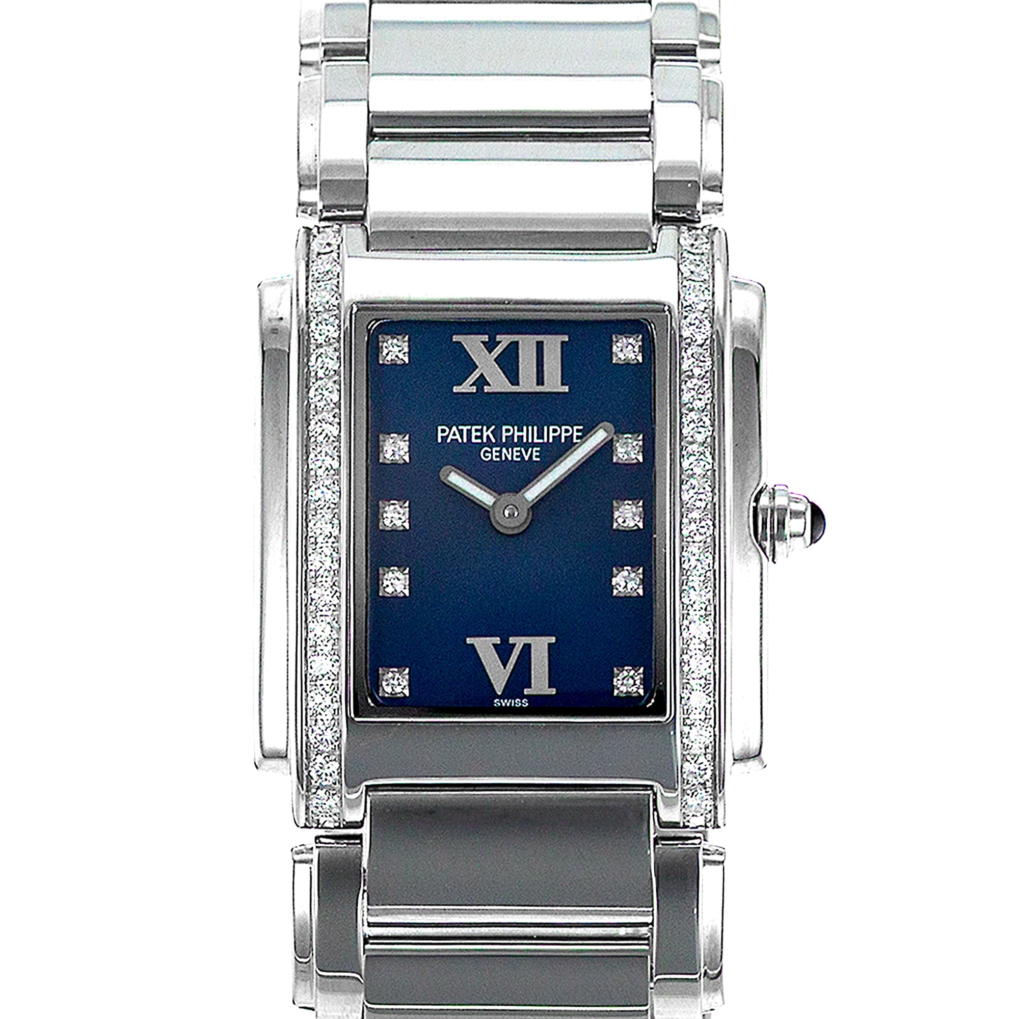Patek Philippe Twenty~4 4910-10A-012 25mm Blue Factory Diamonds Ladies Watch