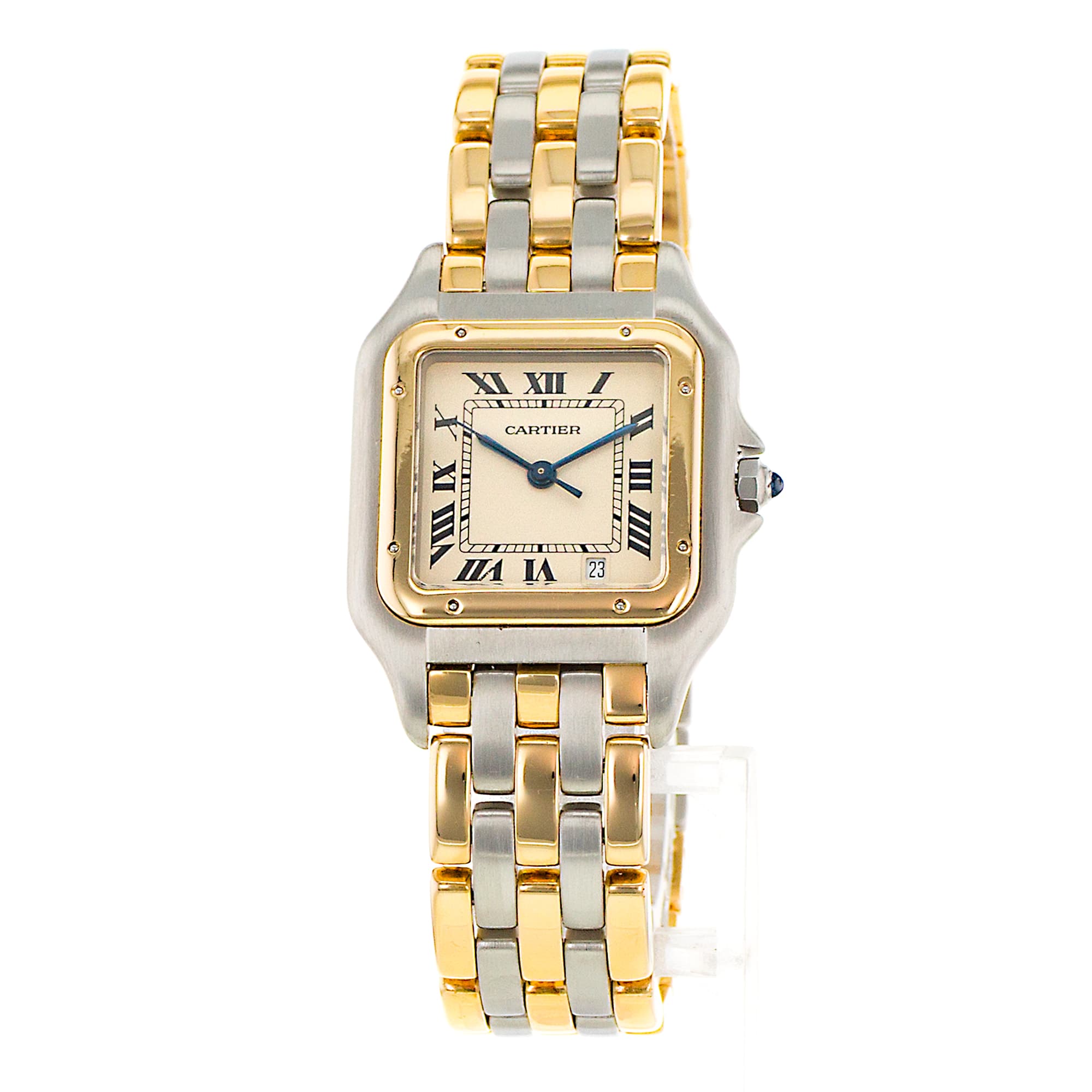Cartier Panthere 183949 Roman Steel Three Row Yellow Gold Quartz Ladies Watch
