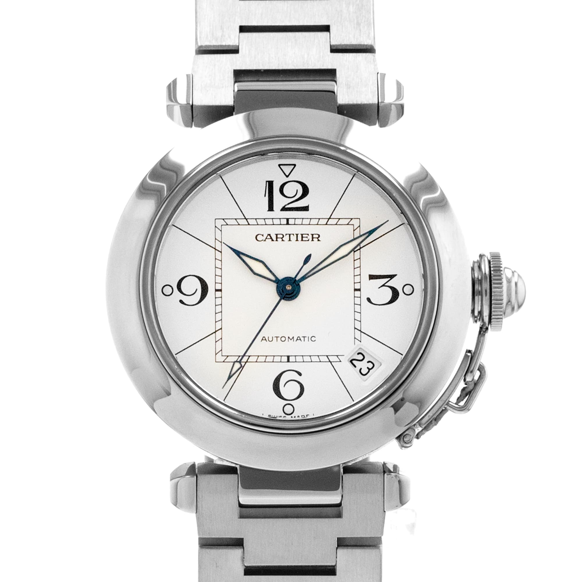 Cartier Pasha W31074M7 2324 35mm White Arabic Steel Automatic Ladies Watch 2000