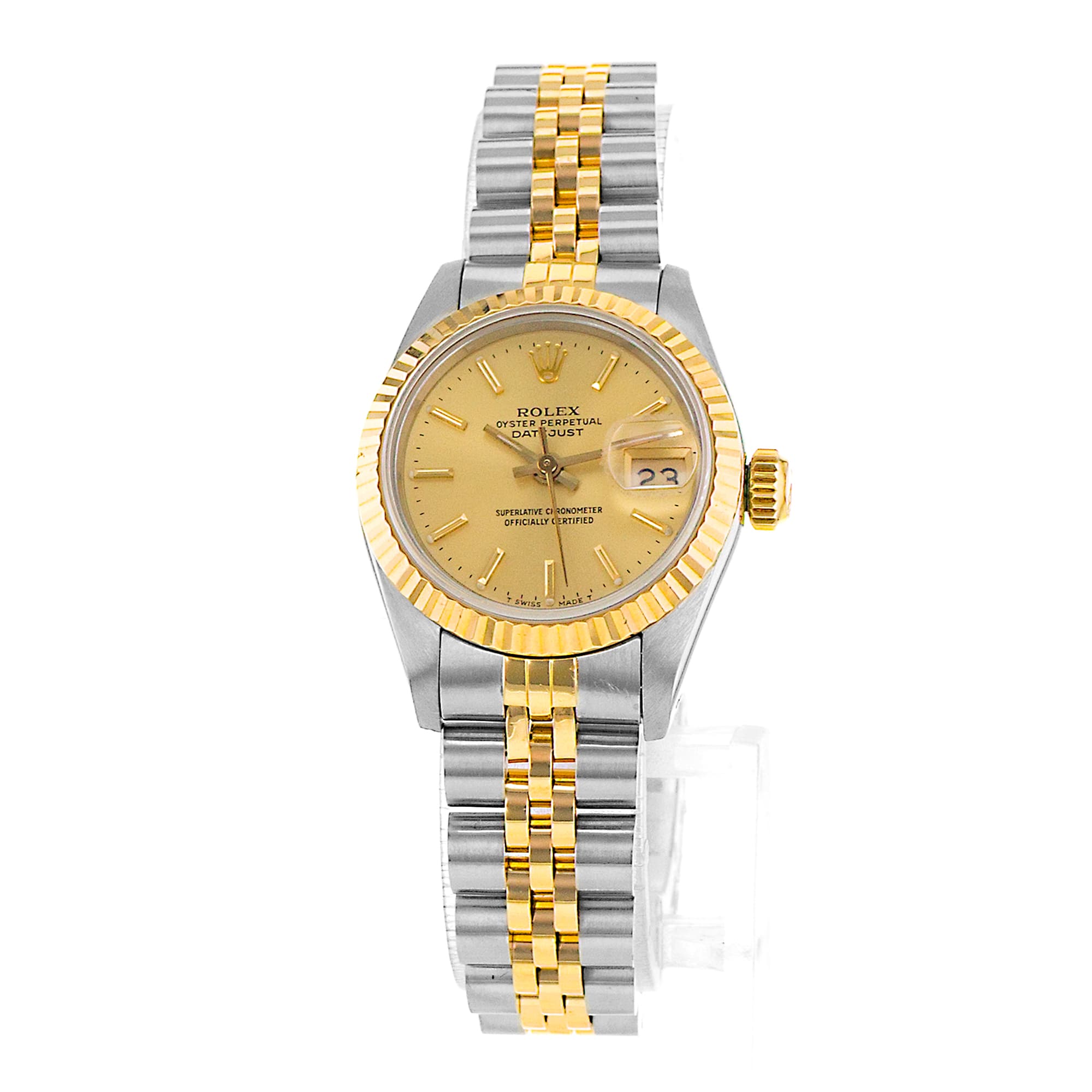 Rolex Datejust 26 69173 Gold Index Steel Yellow Gold Jubilee Fluted Ladies Watch