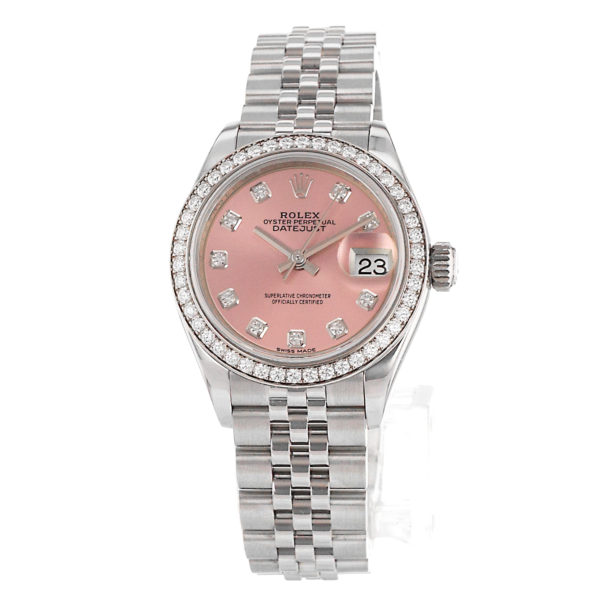 Rolex Datejust 28 279384RBR Pink Factory Diamonds Steel White Gold Ladies Watch