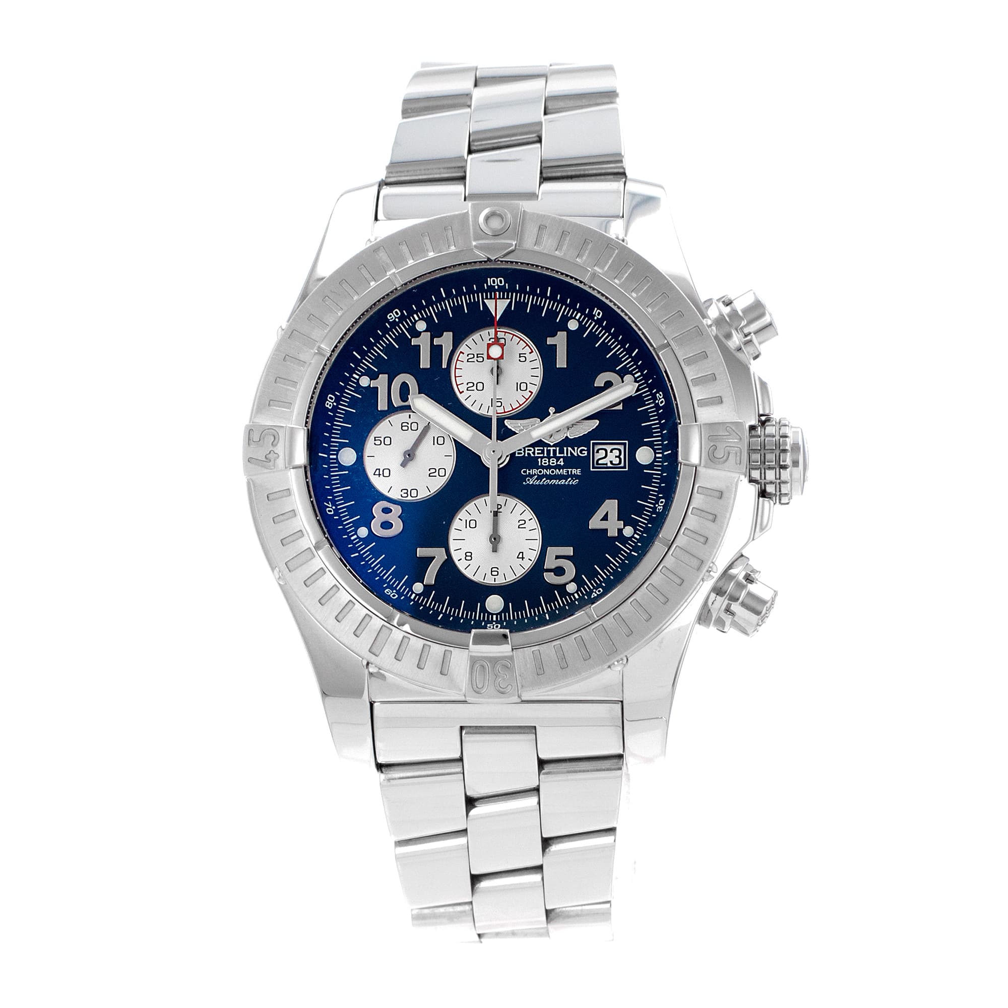 Breitling Super Avenger A13370 48mm Black Arabic Steel Chronograph Mens Watch