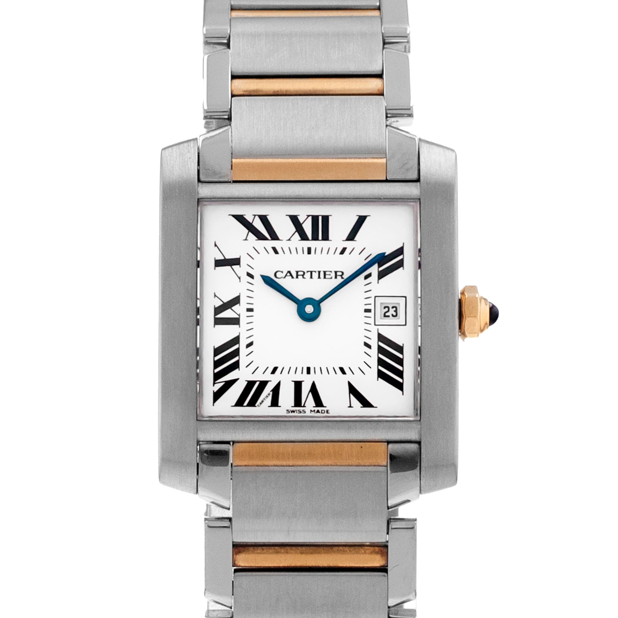 Cartier Tank Française W51012Q4 2465 25mm Steel Yellow Gold Quartz Men Watch