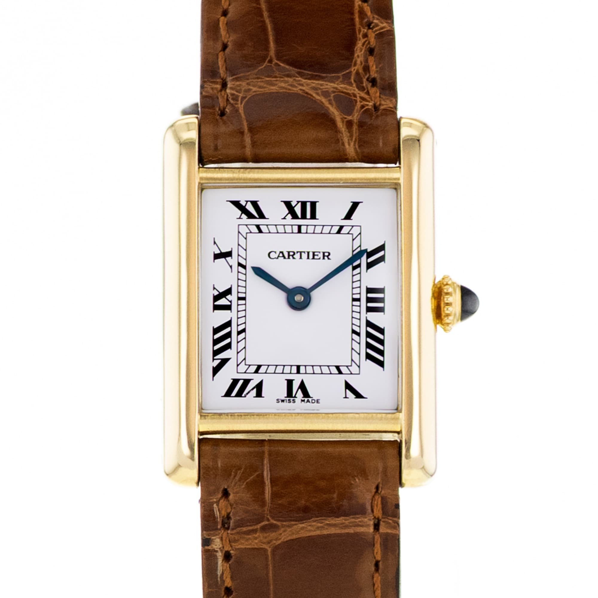 Cartier Tank Louis 82720553 78087 White Roman Yellow Manual Wind Ladies Watch