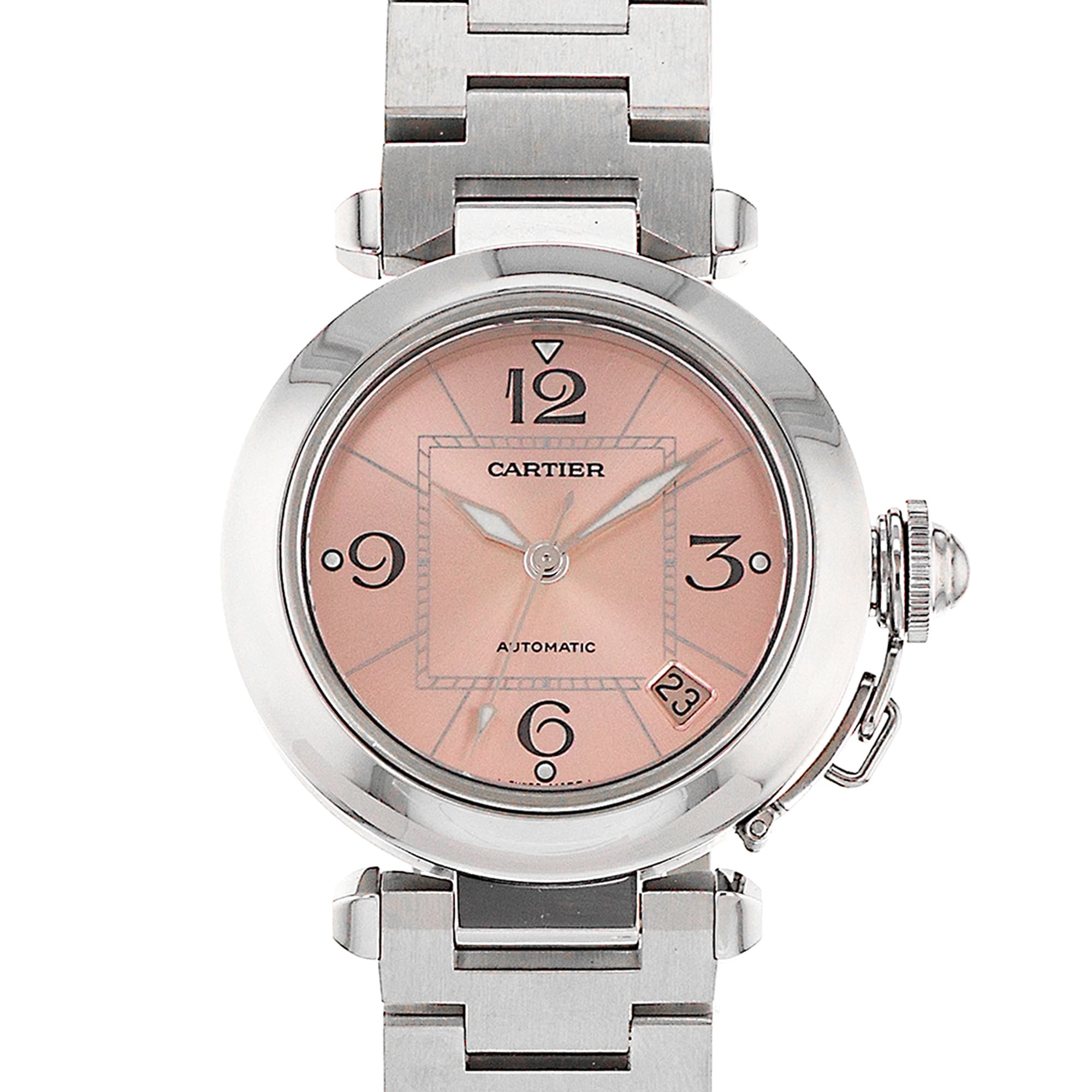 Cartier Pasha C W31075M7 2324 35mm Pink Arabic Steel Ladies Watch 2006