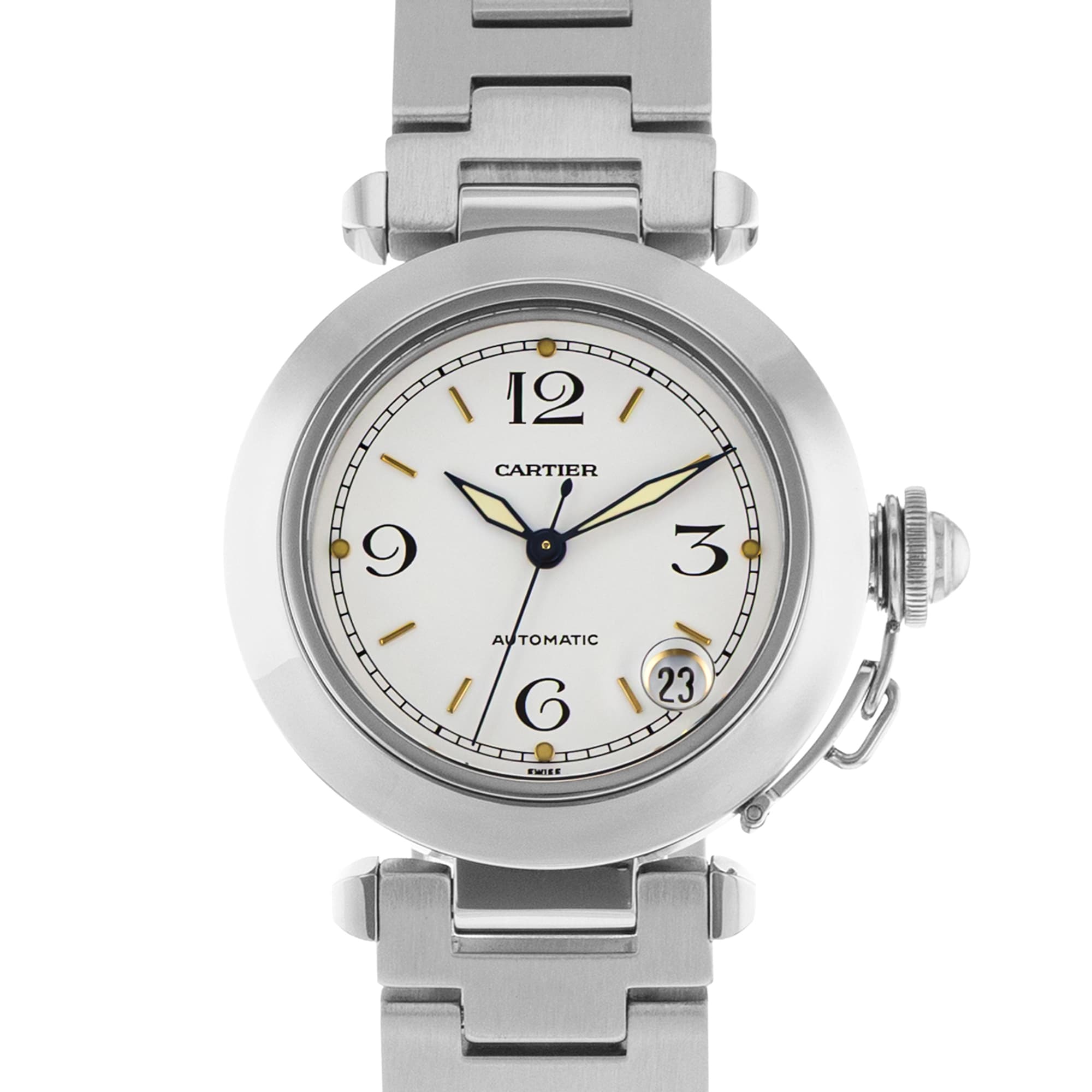 Cartier Pasha C W31015M7 2324 35mm Silver Arabic Steel Automatic Mens Watch 2000