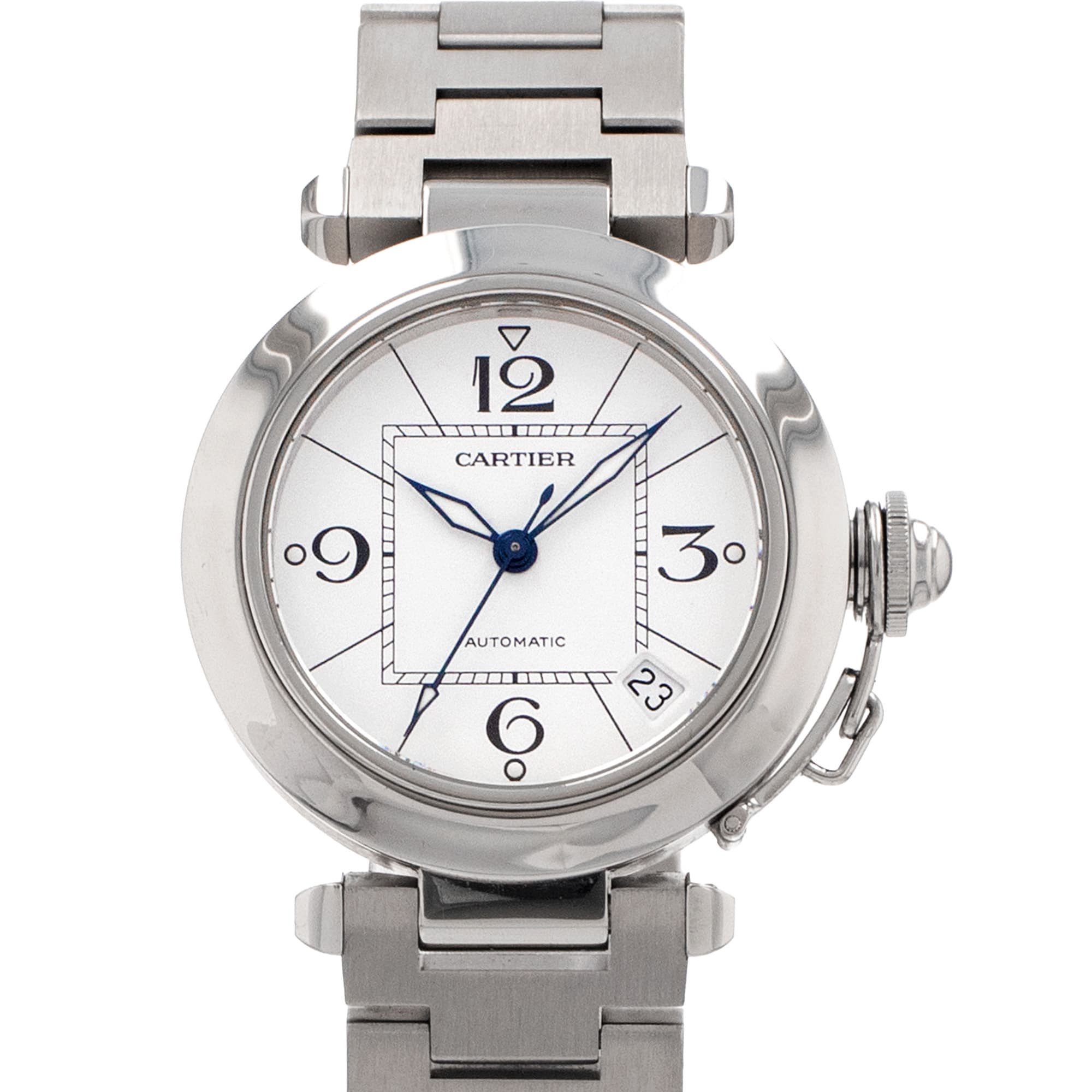 Cartier Pasha W31074M7 2324 35mm White Arabic Steel Automatic Ladies Watch
