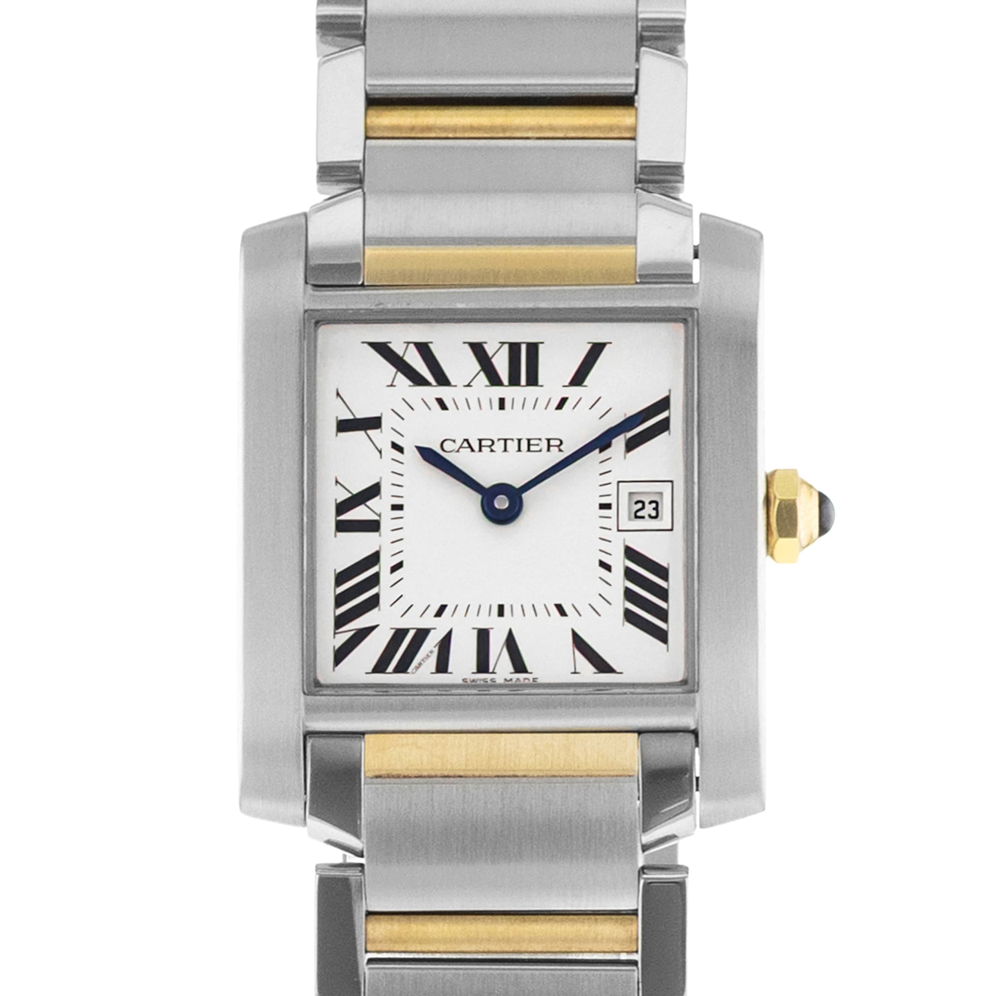 Cartier Tank Francaise W51012Q4 2465 25mm White Roman Steel Yellow Gold Watch