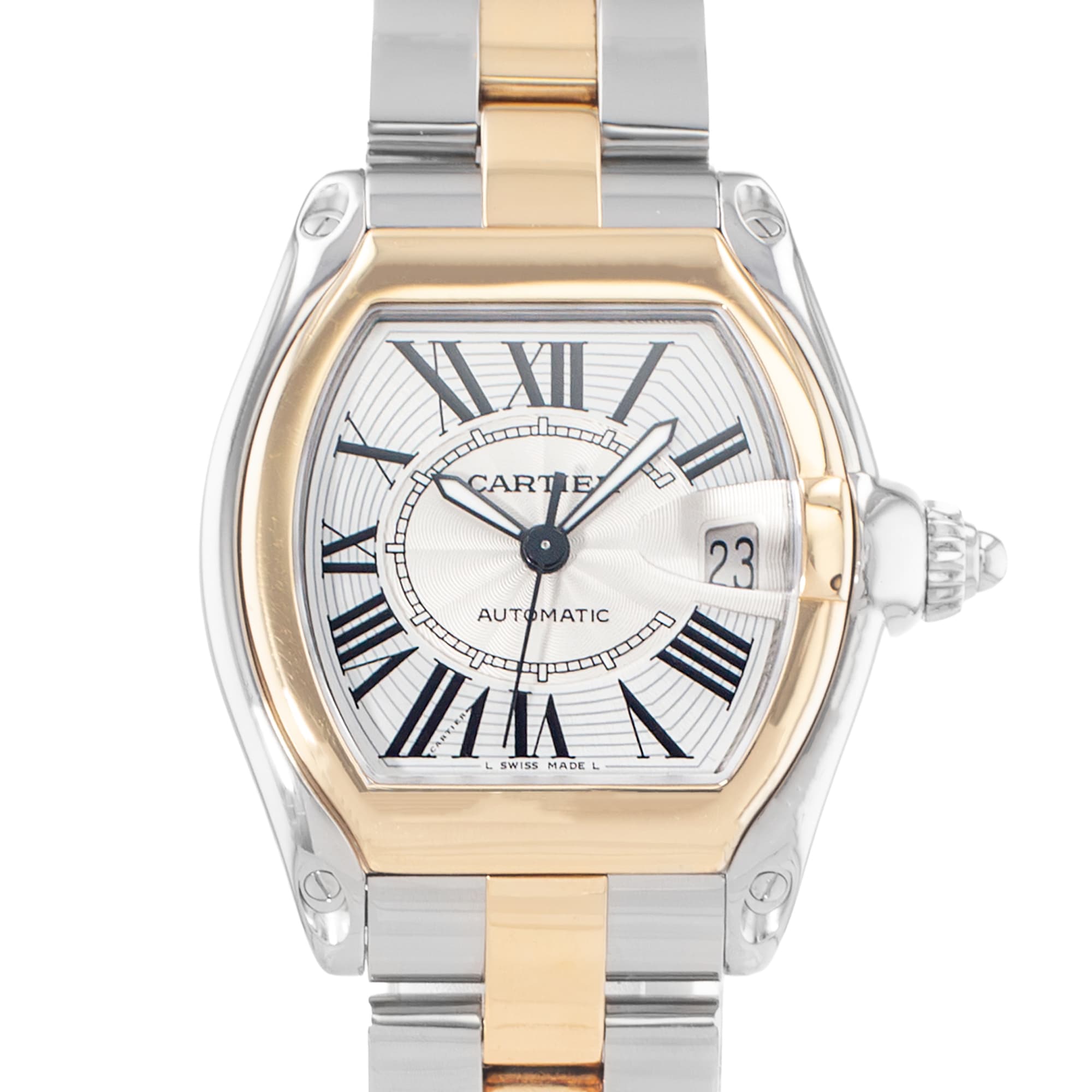 Cartier Roadster W62031Y4 2510 38mm Silver Arabic Steel Gold Men Watch 2010