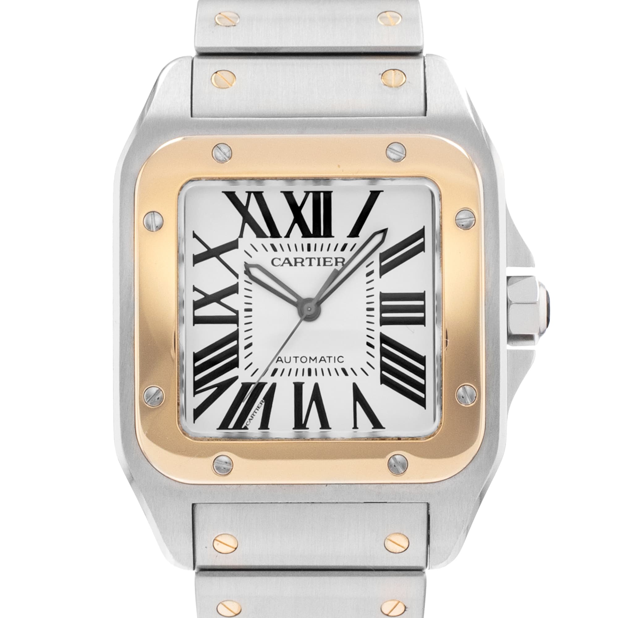 Cartier Santos 100 W200728G 2656 38mm Large Steel Yellow Gold Mens Watch 2015