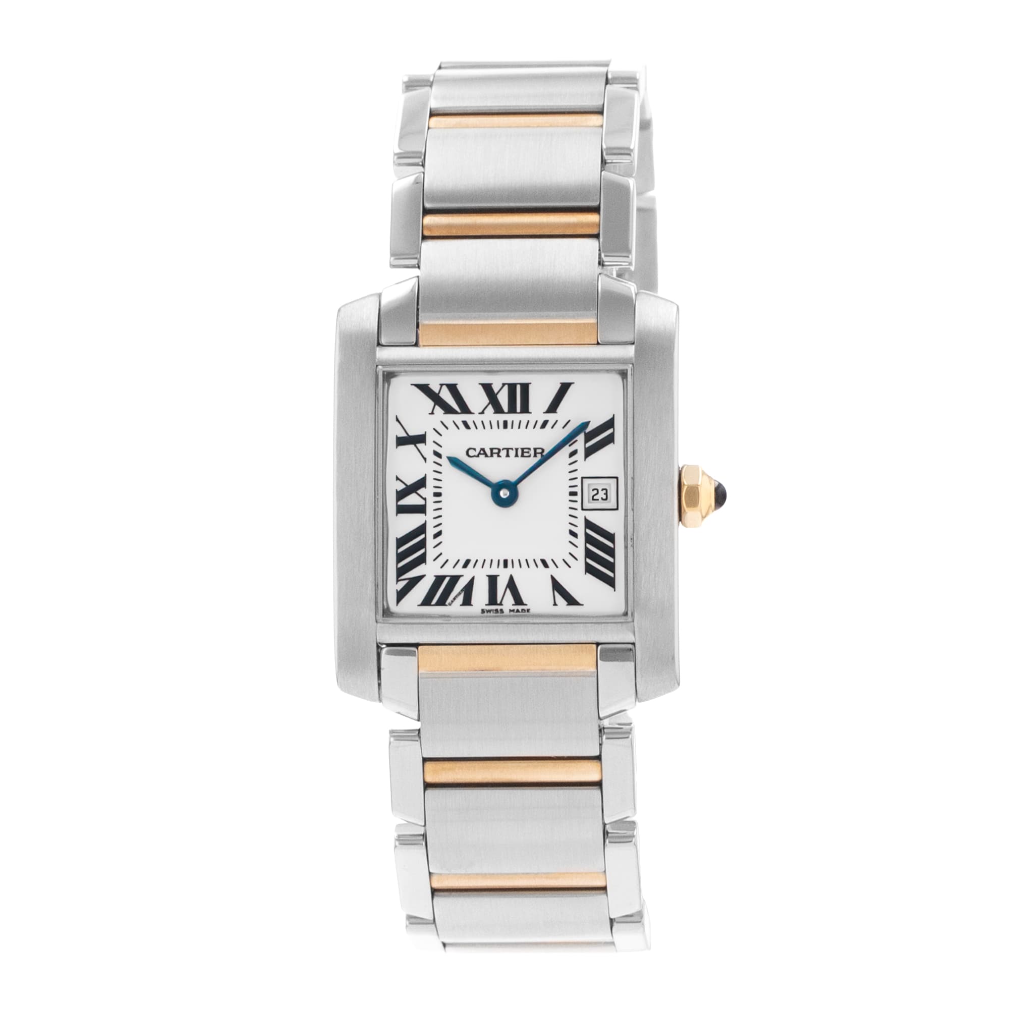 Cartier Tank Francaise W51012Q4 2465 25mm Roman Numeral Steel Gold Ladies Watch