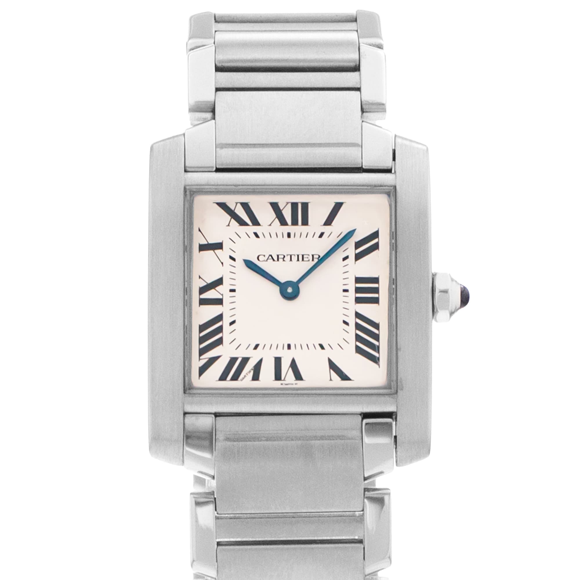 Cartier Tank Francaise W51003Q3 2301 25mm White Roman Steel Quartz Ladies Watch