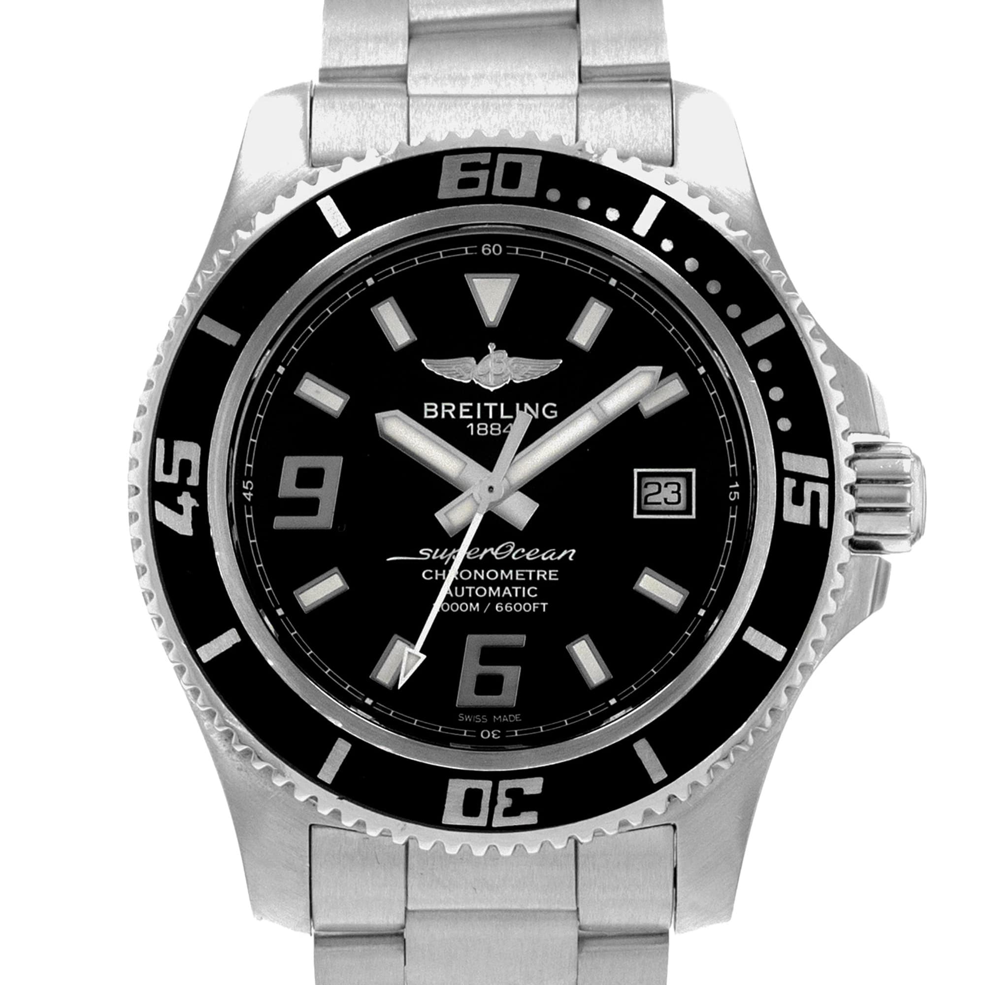 Breitling Superocean 44 A17391 Black Arabic Steel Automatic Mens Watch