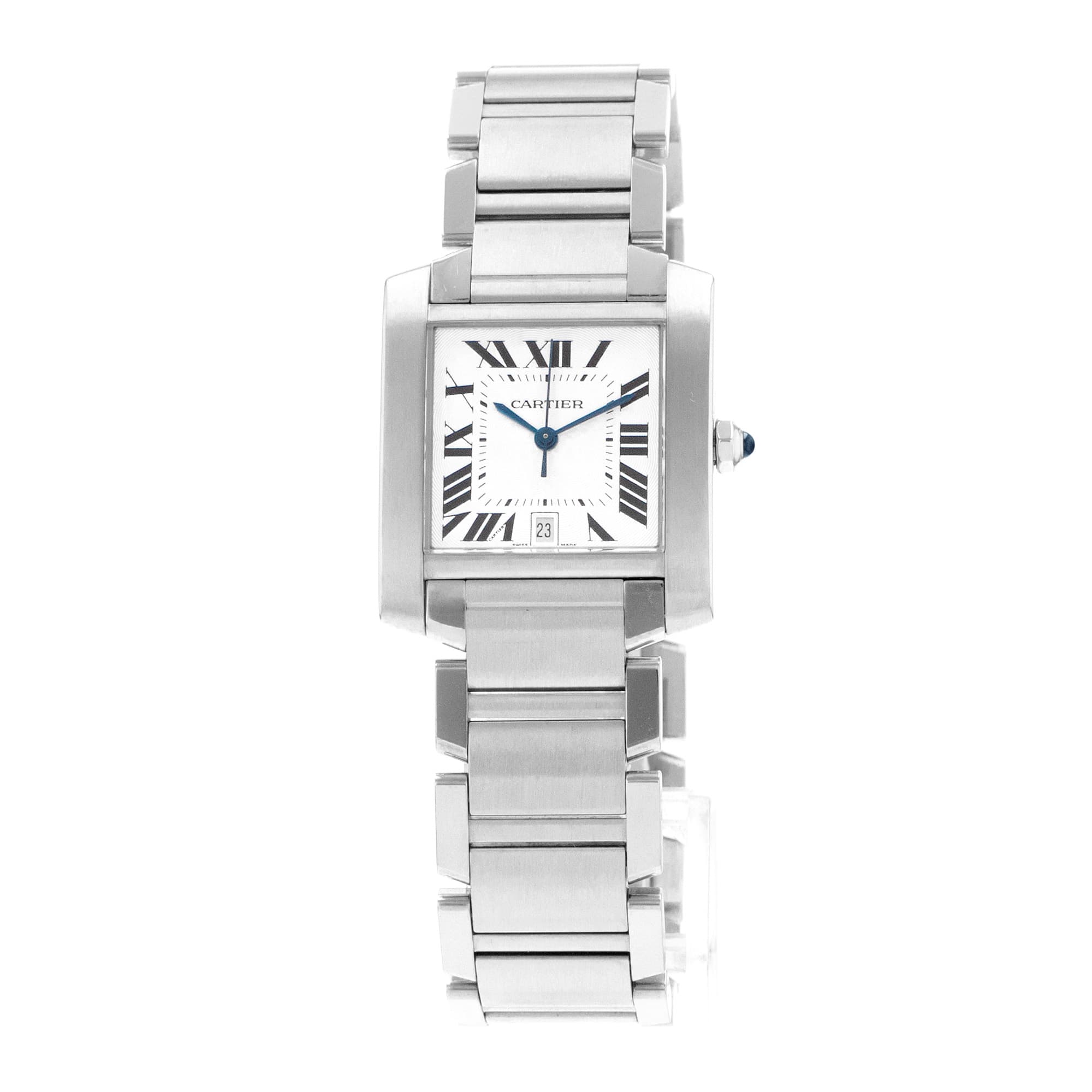 Cartier Tank Française W51002Q3 2302 28mm Silver Roman Steel Ladies Watch