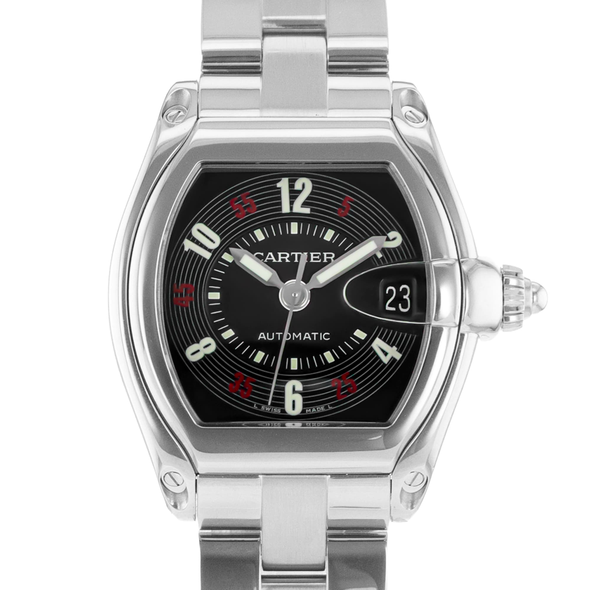 Cartier Roadster W62002V3 2510 38mm Black Steel Automatic Mens Watch 2004