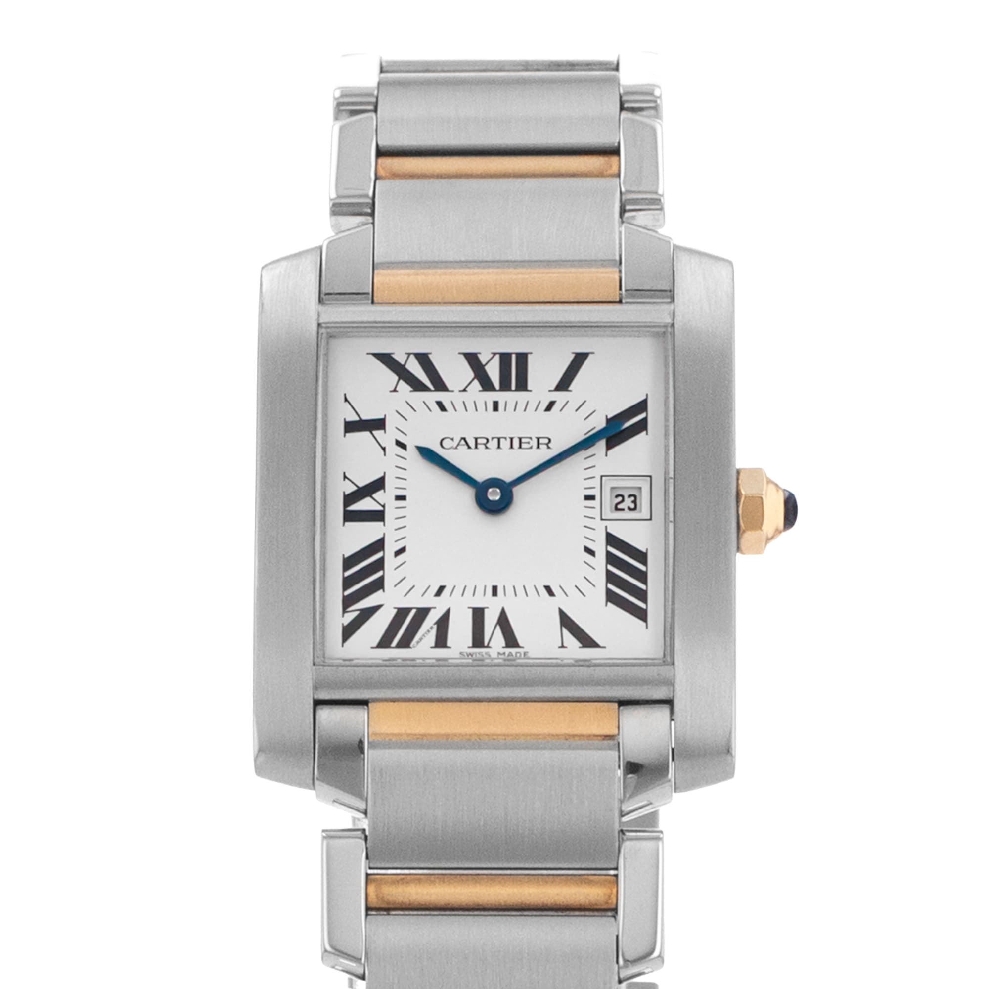 Cartier Tank Française W51012Q4 2465 25mm White Arabic Steel Gold Ladies Watch