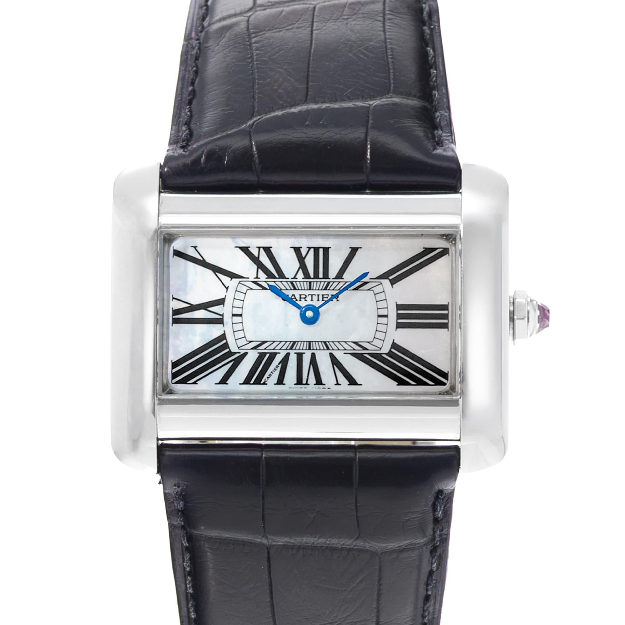 Cartier Tank Divan W6301355 2600 38mm MOP Roman Dial Steel Mens Watch 2005