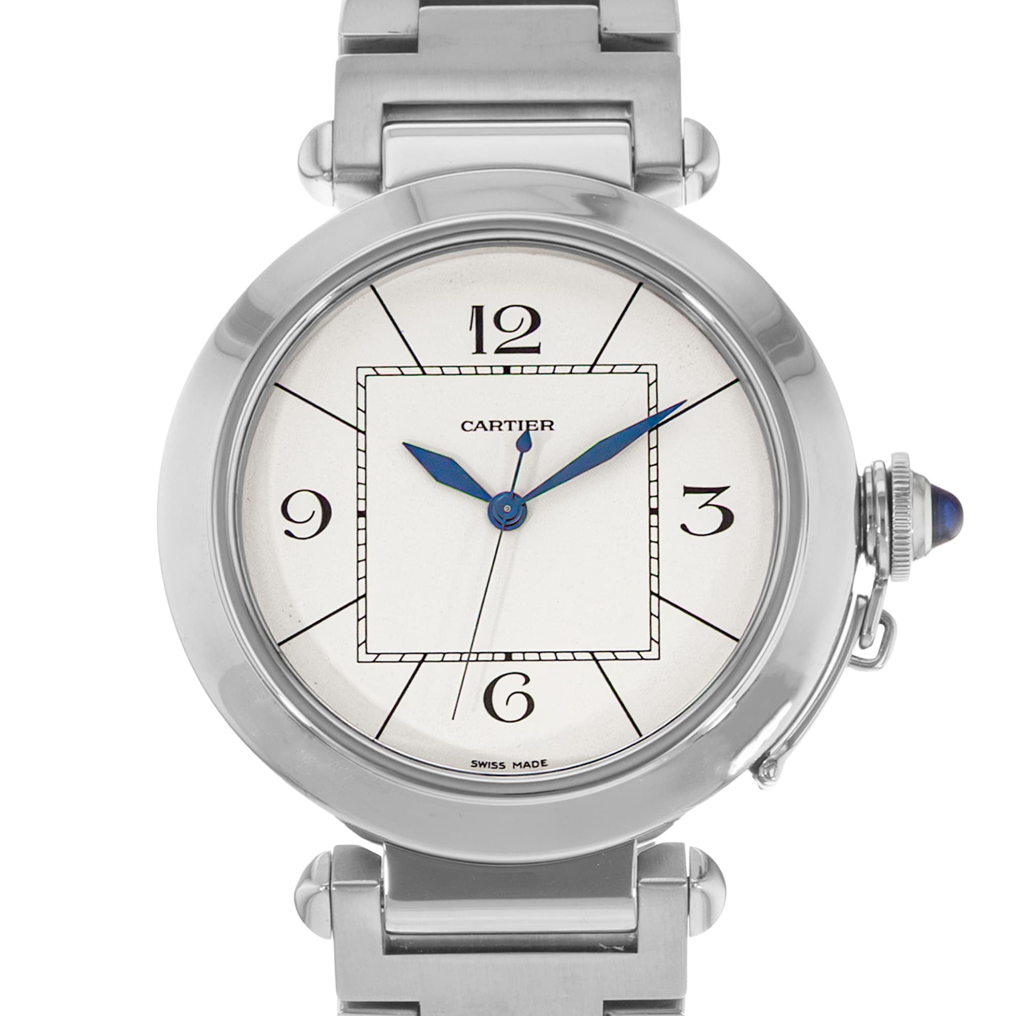 Cartier Pasha W31072M7 2730 42mm Silver Arabic Steel Automatic Mens Watch 2007