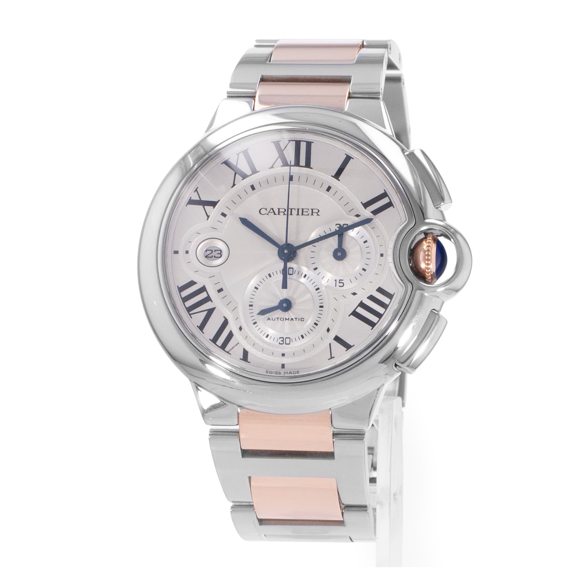 Cartier Ballon Bleu 44mm W6920063 3109 SIlver Roman Steel Gold Ladies Watch 2012