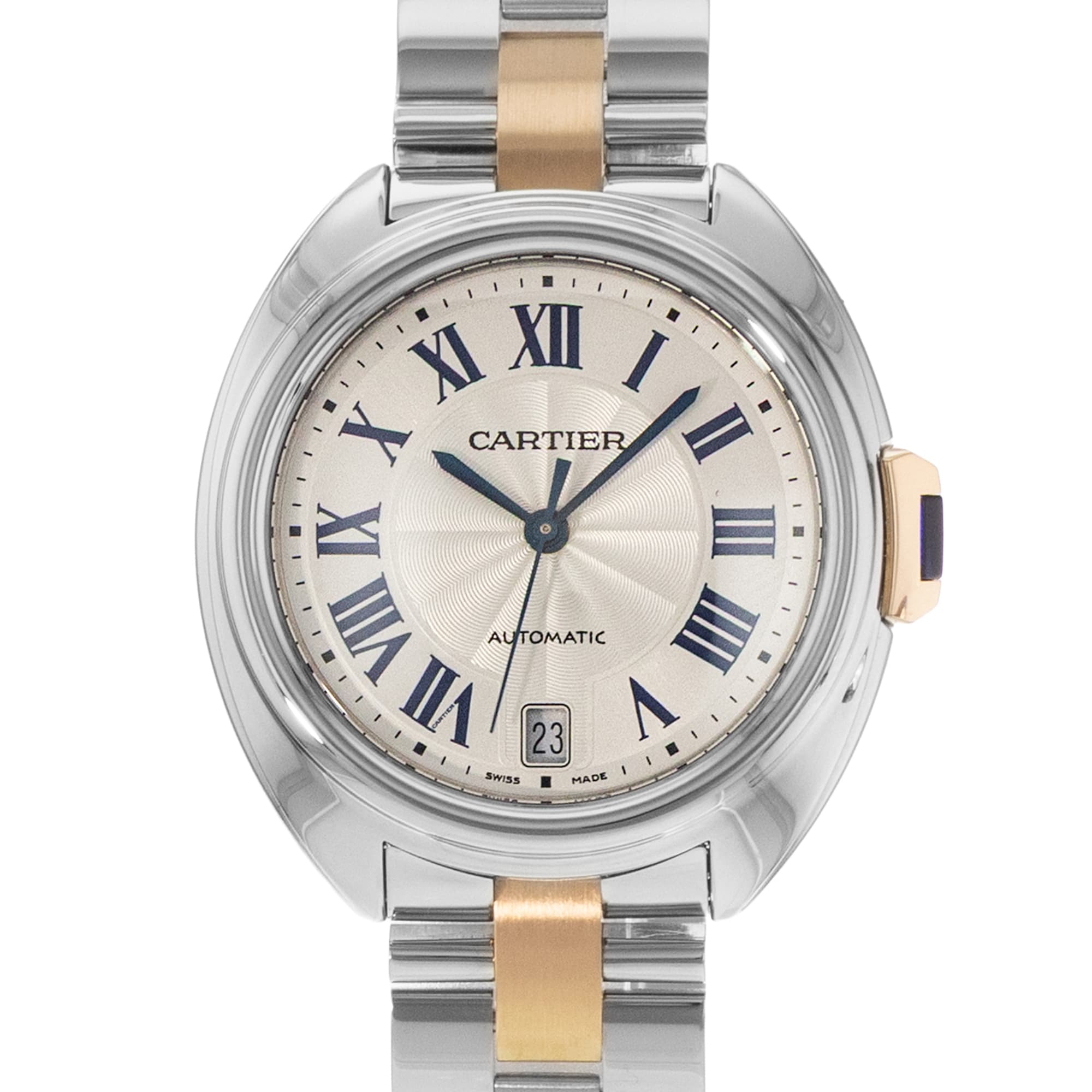 Cartier Cle W2CL0003 3856 35mm Silver Roman Steel Gold Mens Watch 2015